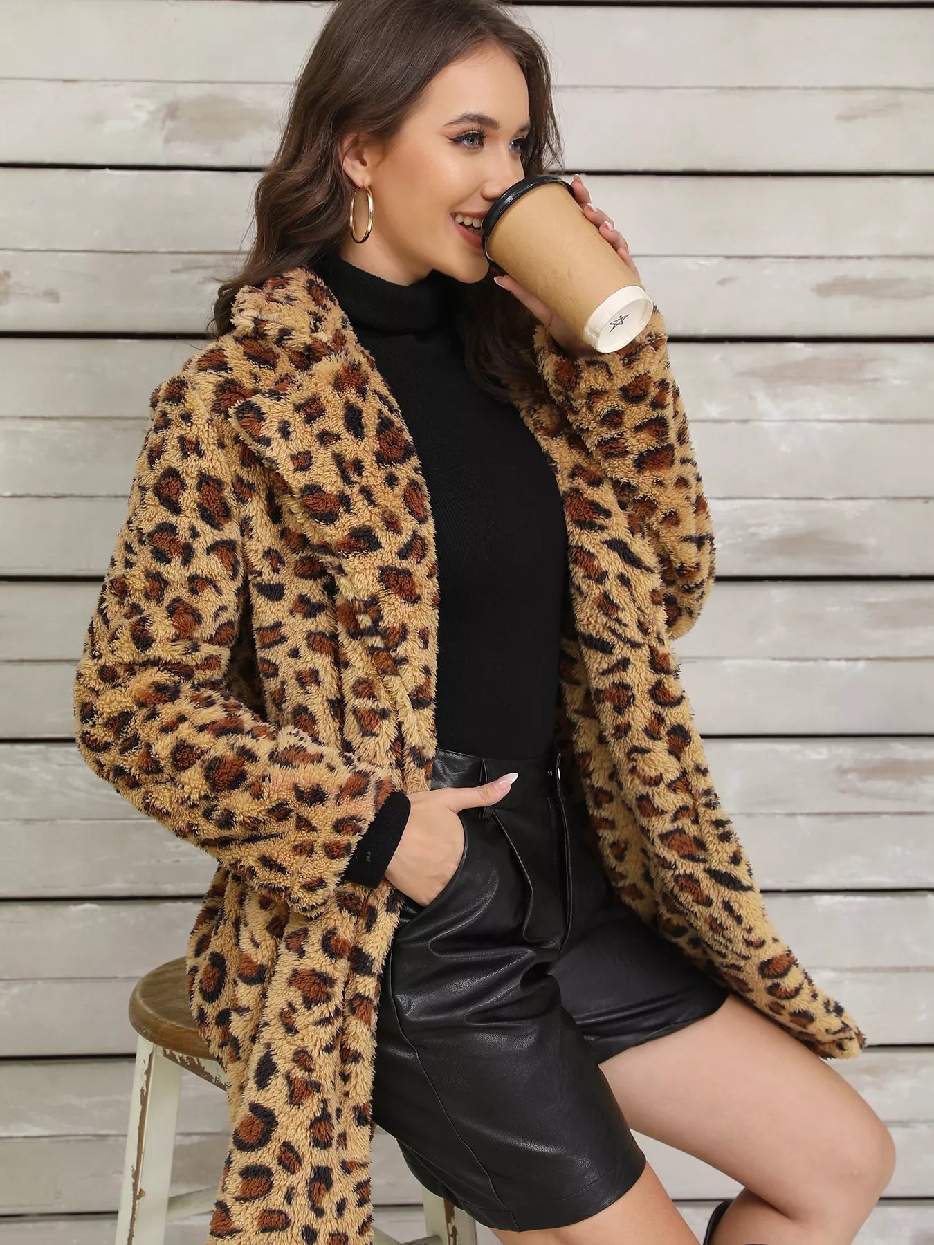 Leopard Fuzzy Teddy Coat - Flip Flop Dynasty
