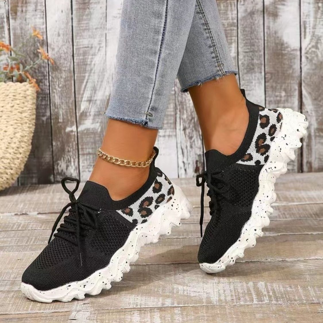Leopard Mesh Round Toe Athletic - Flip Flop Dynasty