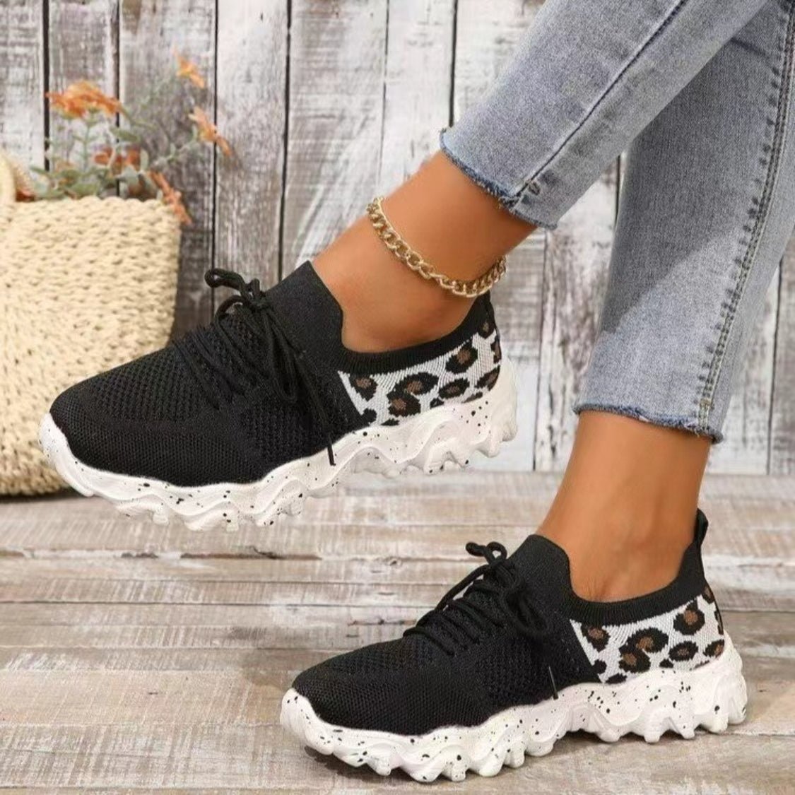 Leopard Mesh Round Toe Athletic - Flip Flop Dynasty