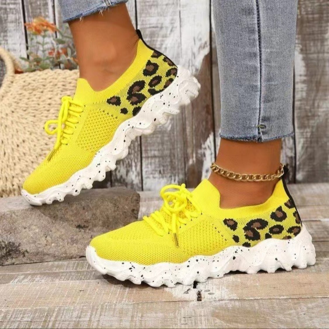 Leopard Mesh Round Toe Athletic - Flip Flop Dynasty