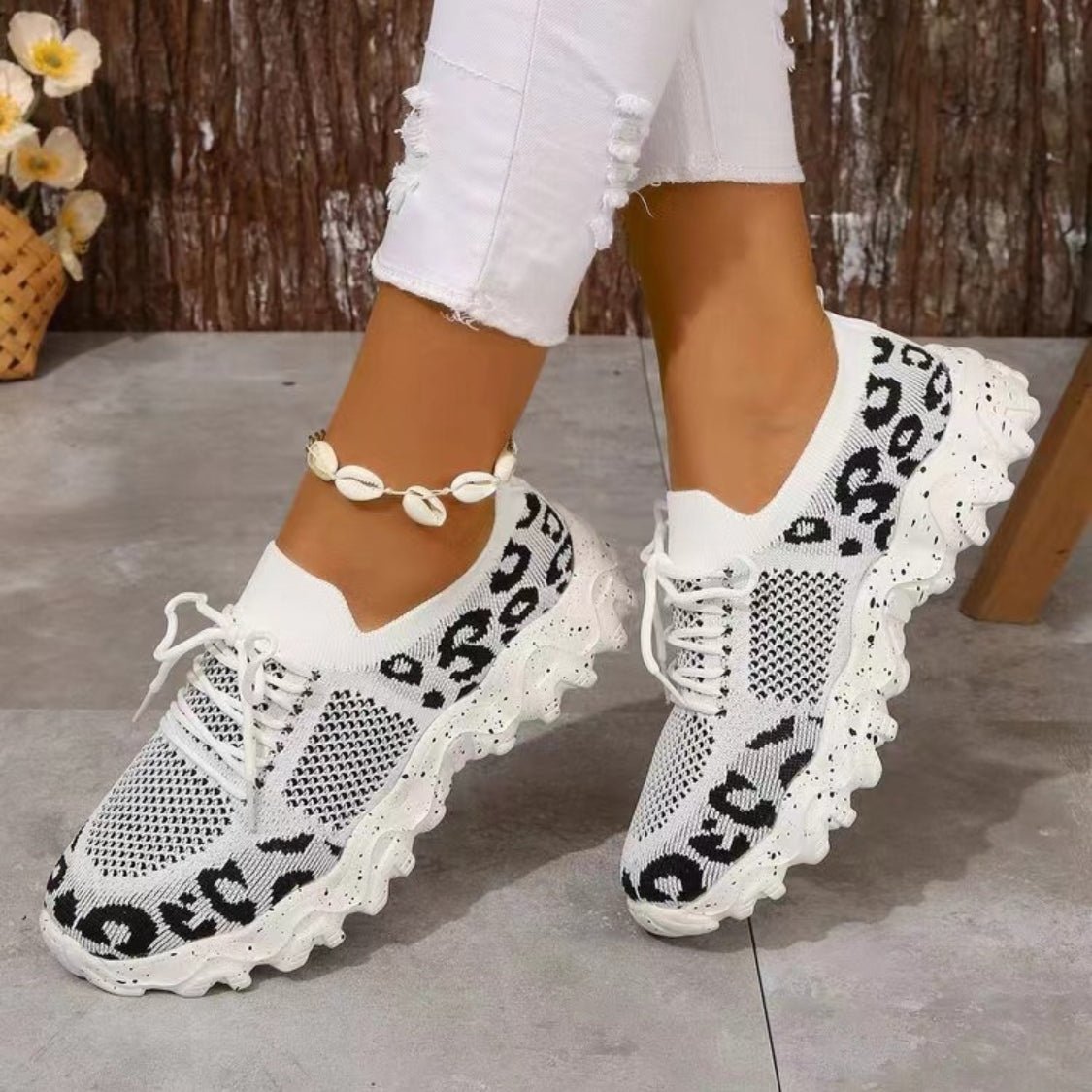 Leopard Mesh Round Toe Athletic - Flip Flop Dynasty