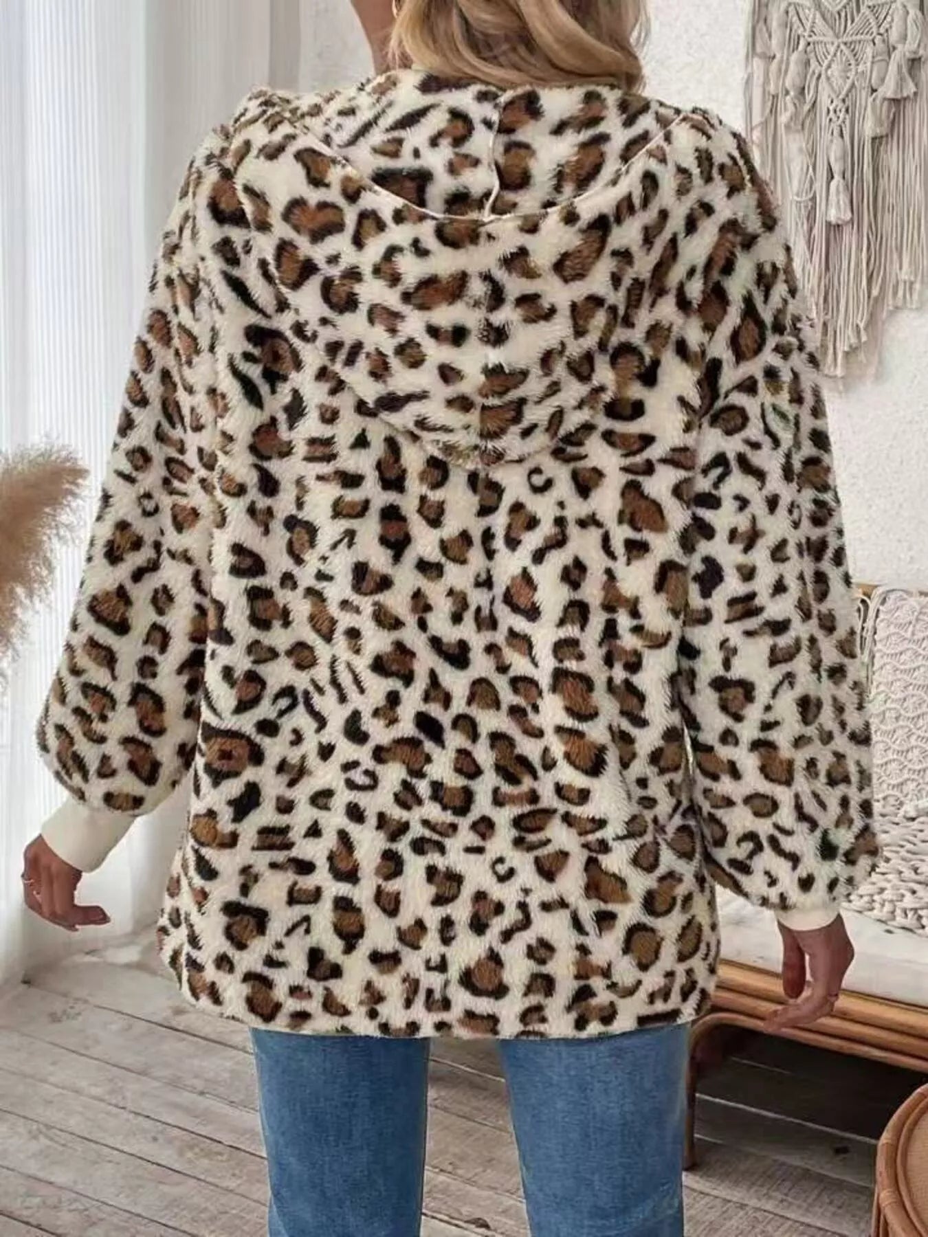 Leopard Print Fuzzy Zip Up Outerwear - Flip Flop Dynasty