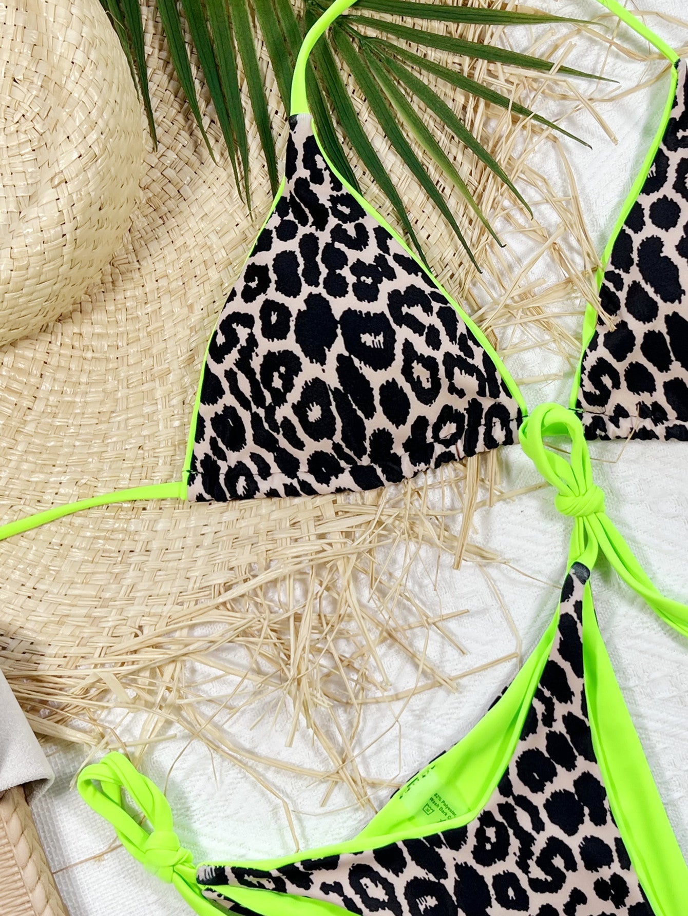 Leopard Print Halter Neck Tie Side Bikini Set - Flip Flop Dynasty