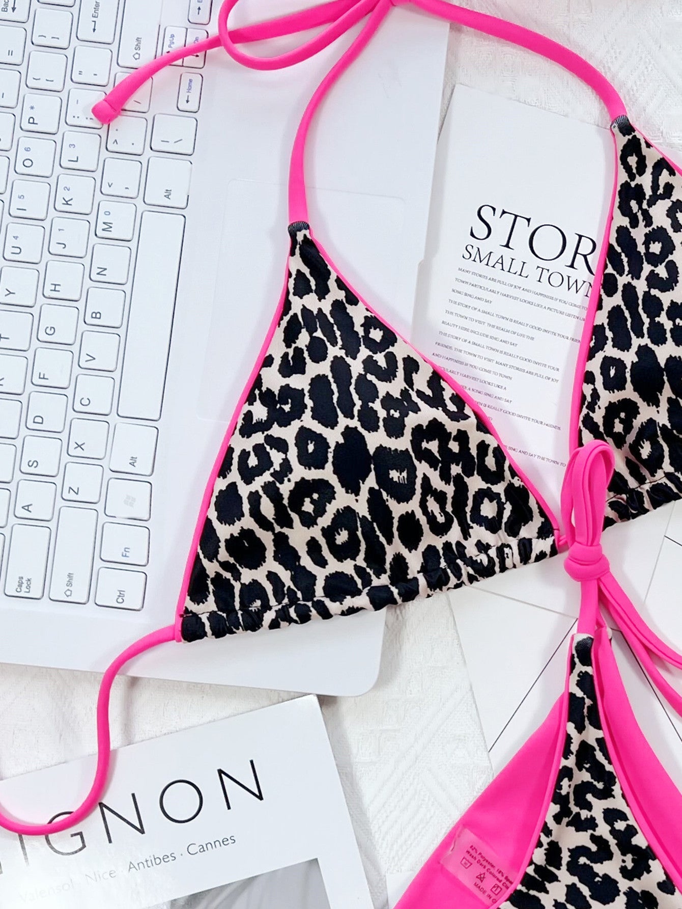 Leopard Print Halter Neck Tie Side Bikini Set - Flip Flop Dynasty