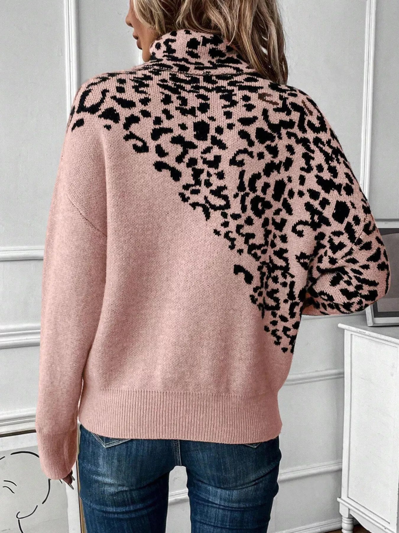 Leopard Turtleneck Long Sleeve Sweater - Flip Flop Dynasty