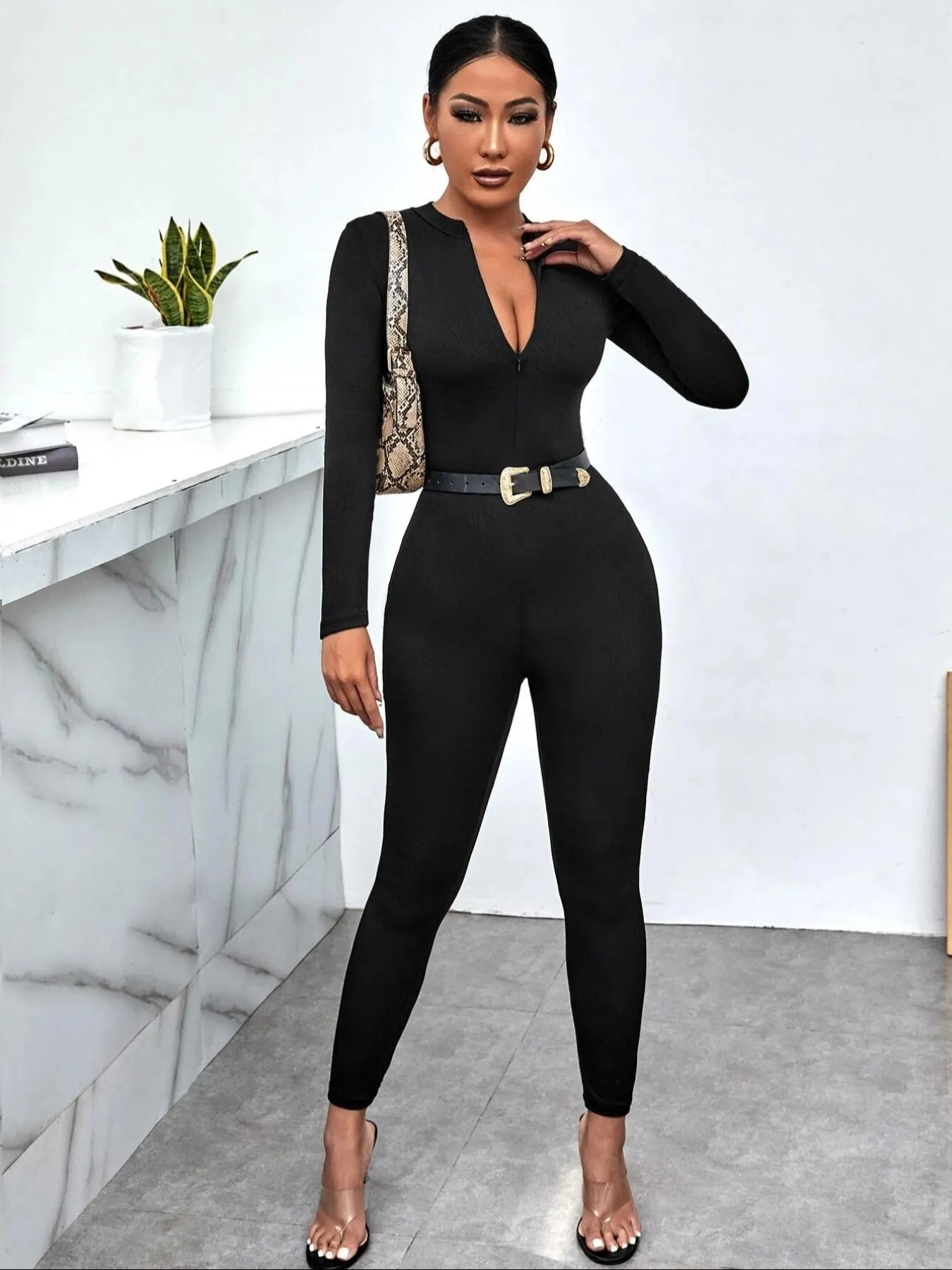 Long Sleeve Bodycon Jumpsuit - Flip Flop Dynasty