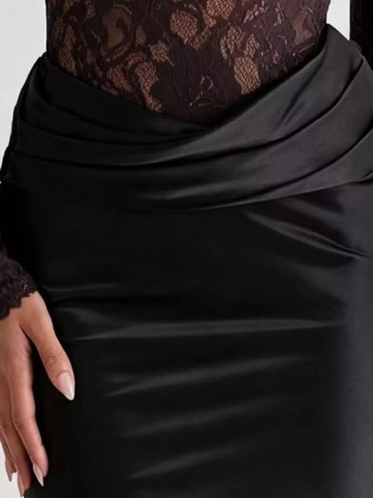 Long-Sleeve Lace and Satin Patchwork Maxi Dress - Flip Flop Dynasty