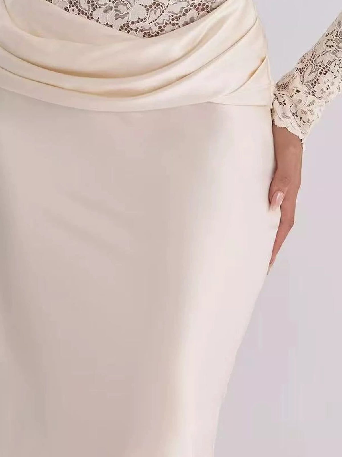 Long-Sleeve Lace and Satin Patchwork Maxi Dress - Flip Flop Dynasty