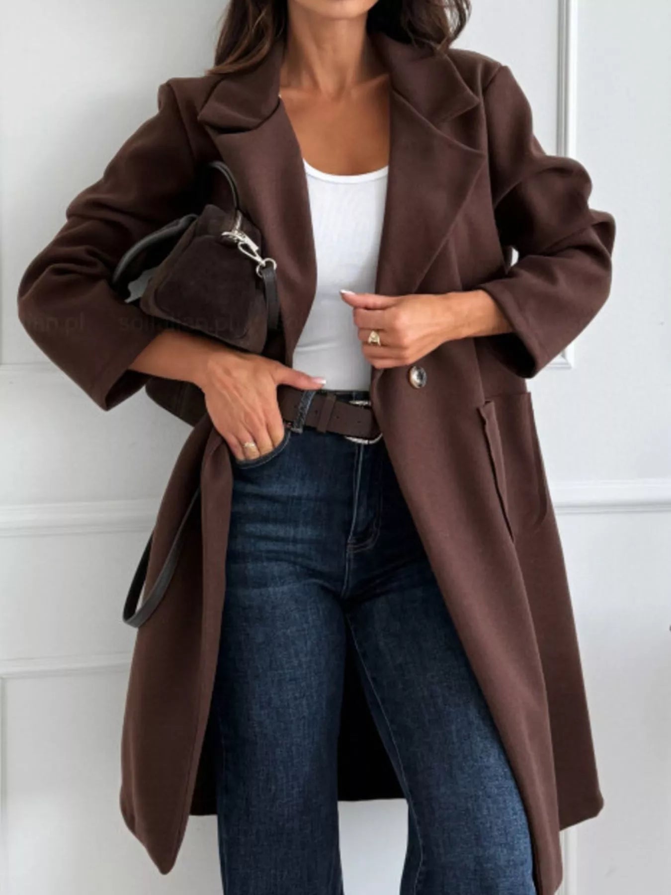 Long - Sleeve Single - Breasted Trench Coat - Flip Flop Dynasty