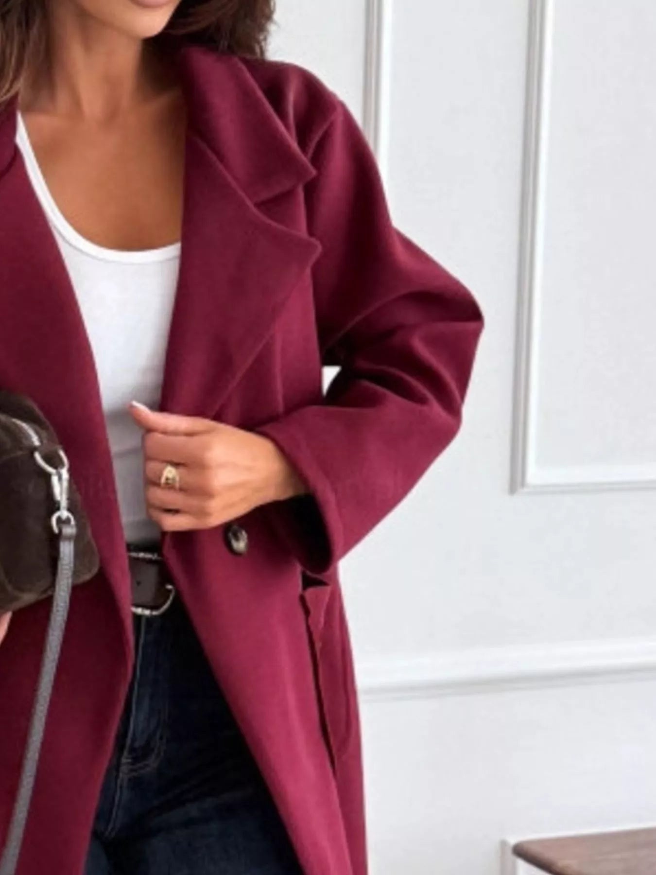 Long - Sleeve Single - Breasted Trench Coat - Flip Flop Dynasty