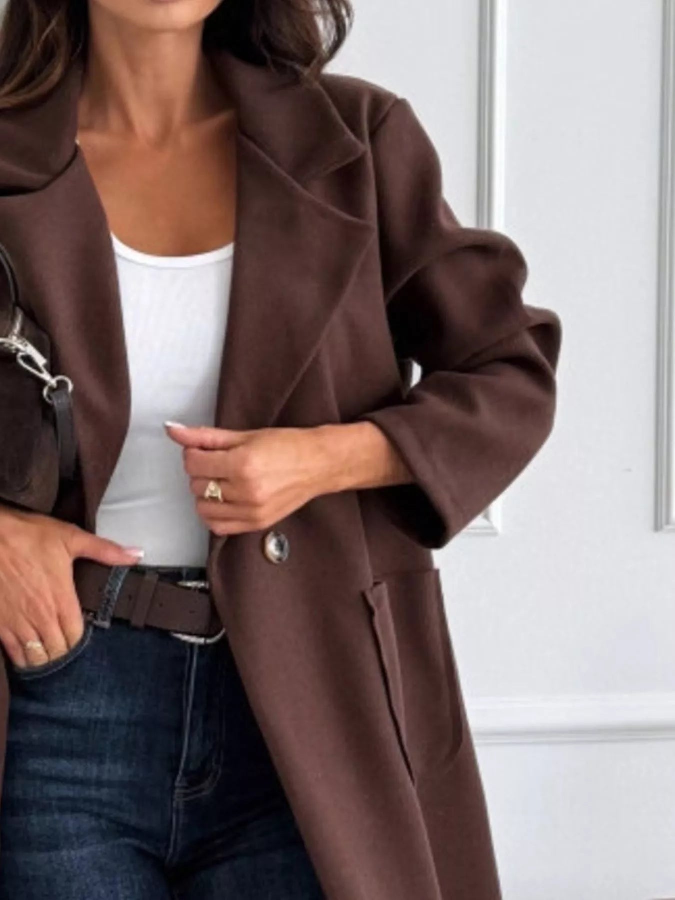 Long - Sleeve Single - Breasted Trench Coat - Flip Flop Dynasty