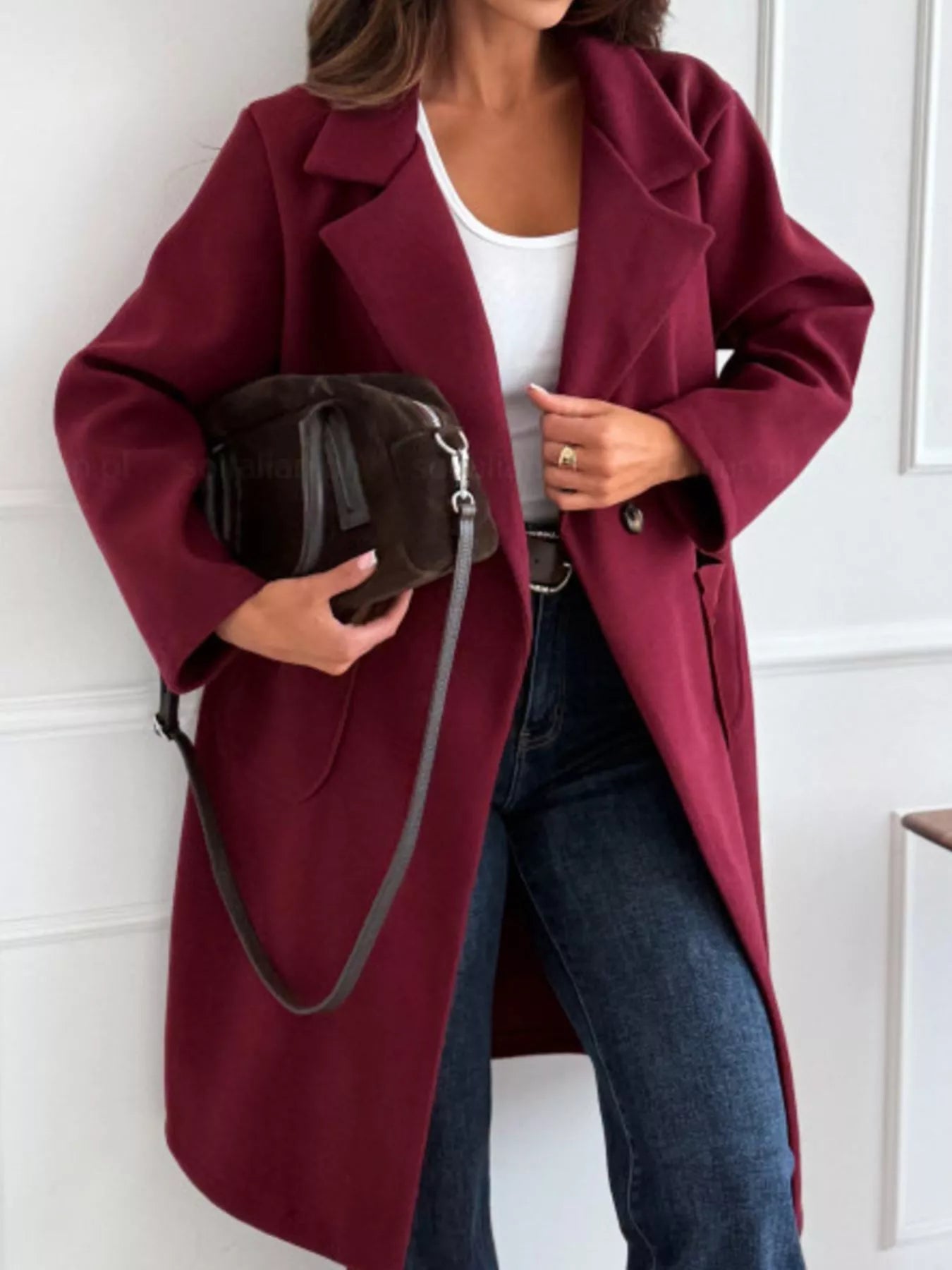 Long - Sleeve Single - Breasted Trench Coat - Flip Flop Dynasty