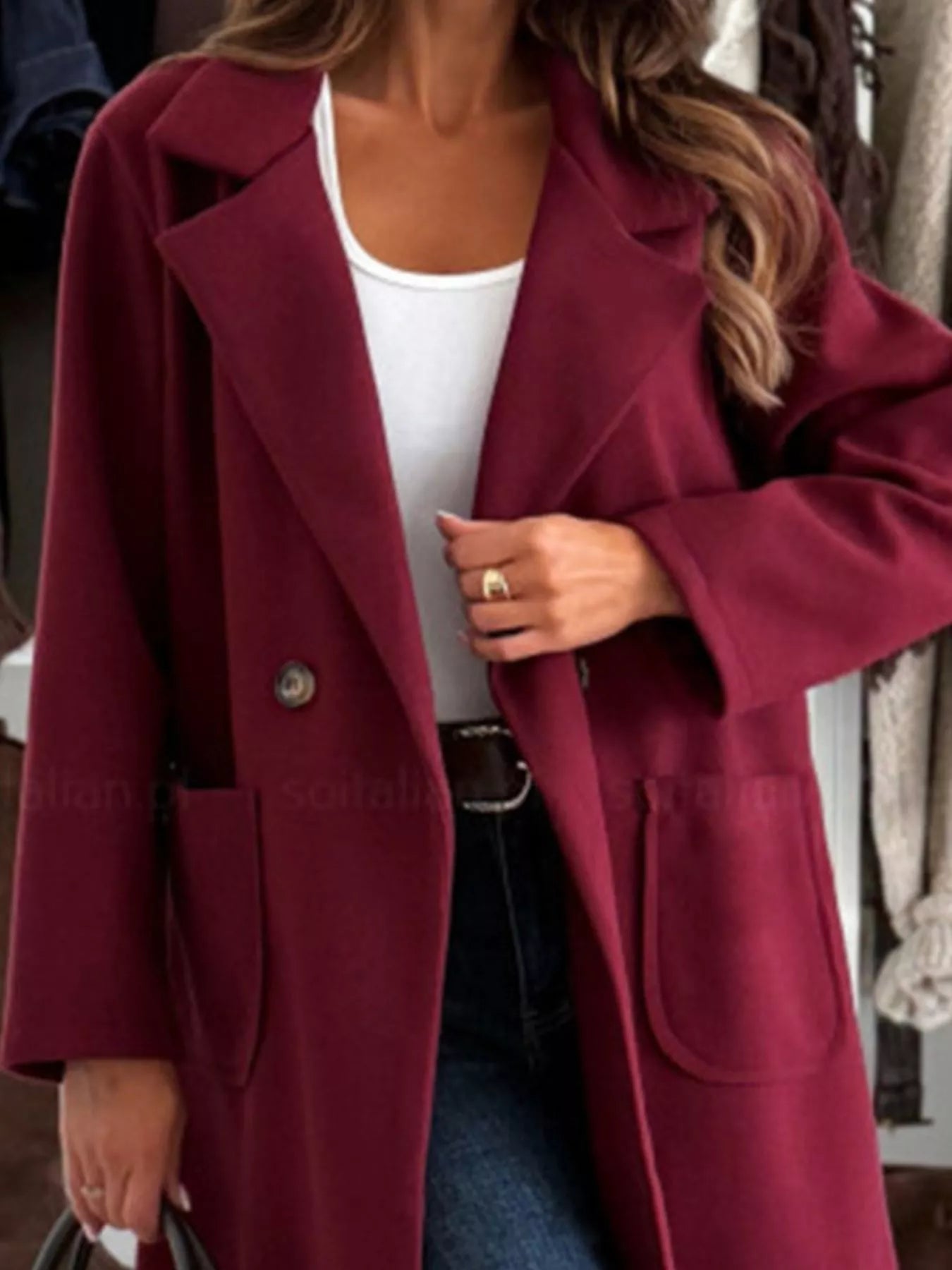 Long - Sleeve Single - Breasted Trench Coat - Flip Flop Dynasty