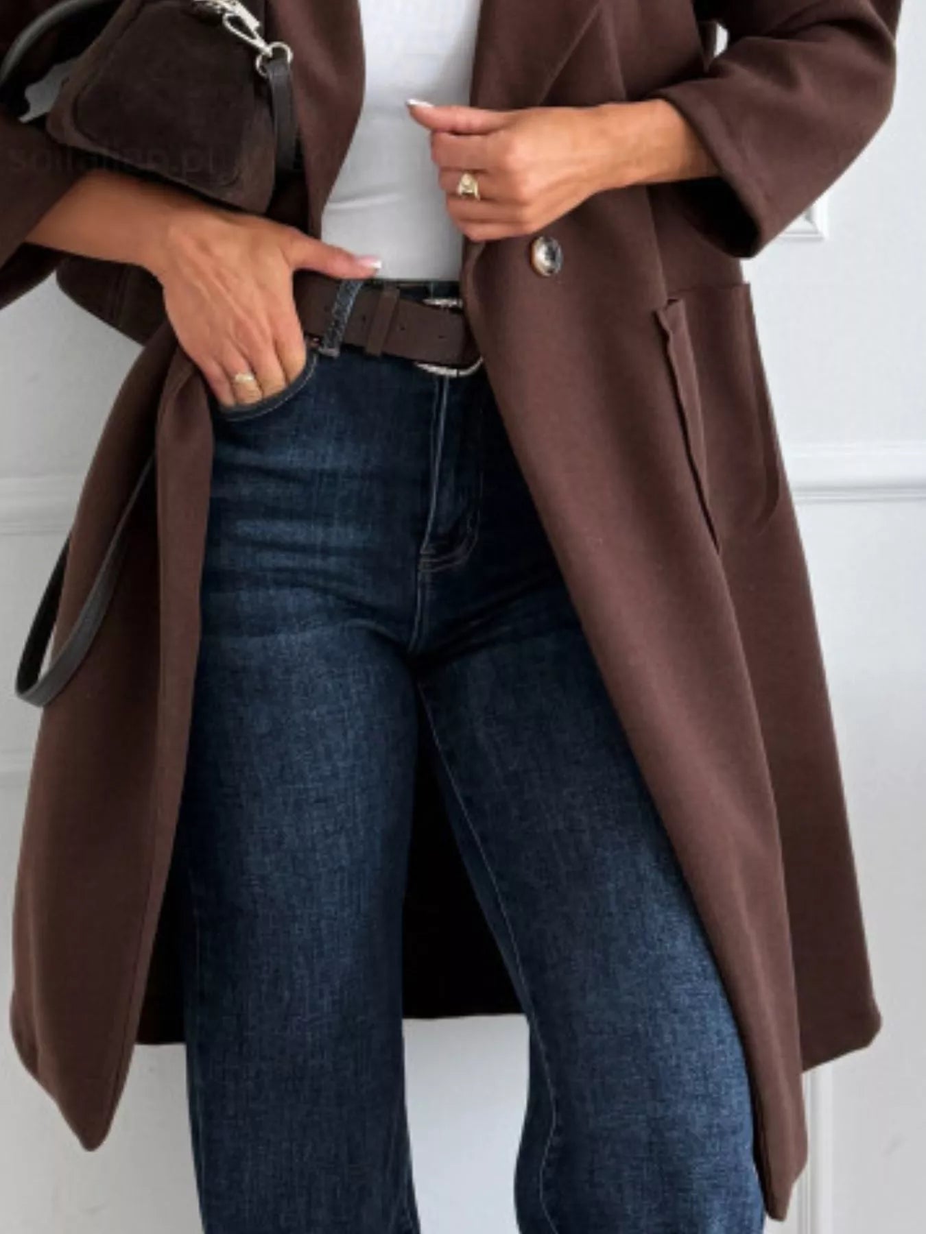Long - Sleeve Single - Breasted Trench Coat - Flip Flop Dynasty