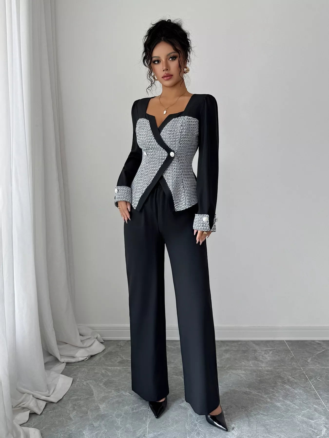 Long Sleeve Top and Wide Leg Pants Set - Flip Flop Dynasty