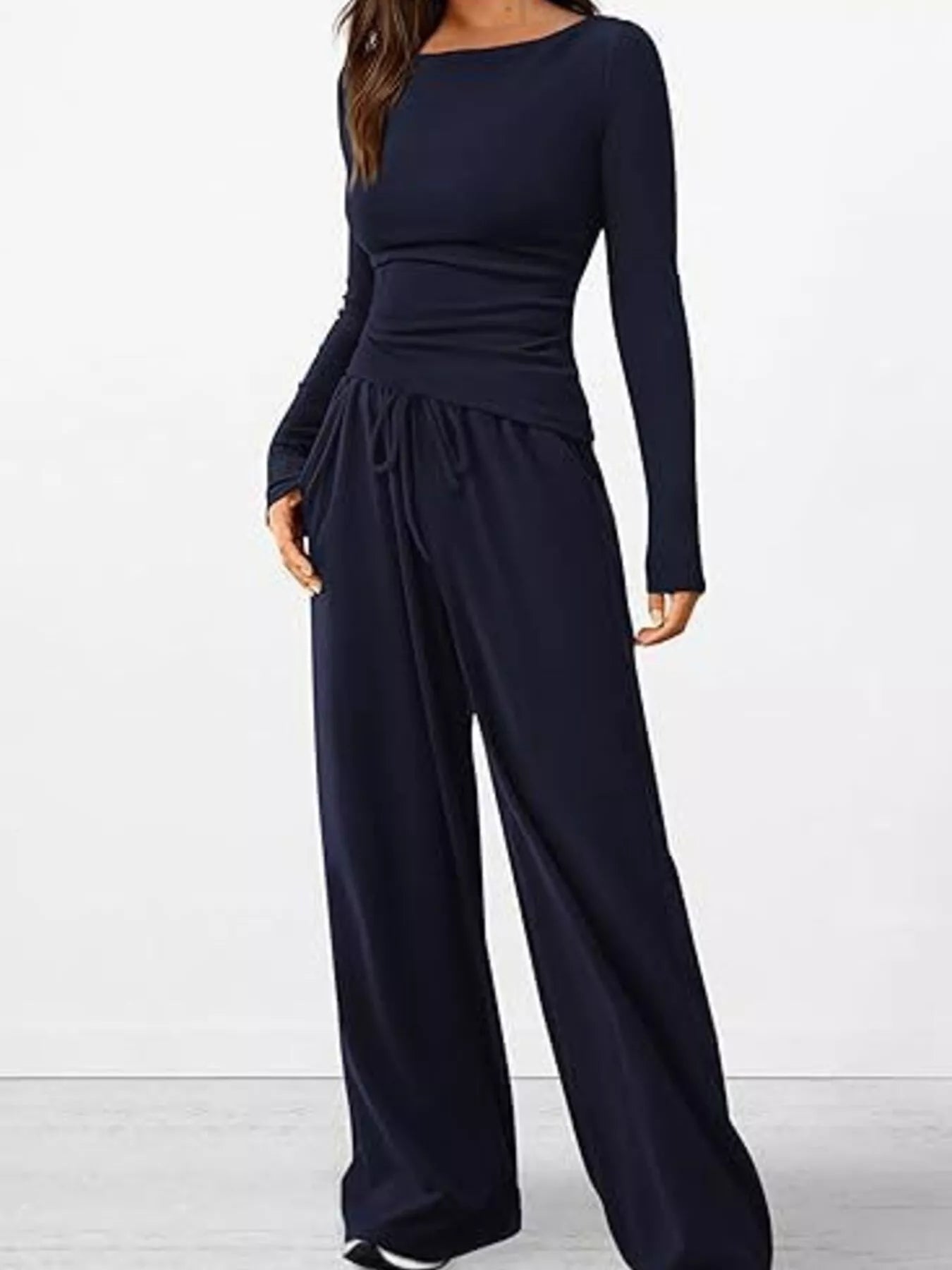 Long Sleeve Top and Wide Leg Pants Set - Flip Flop Dynasty