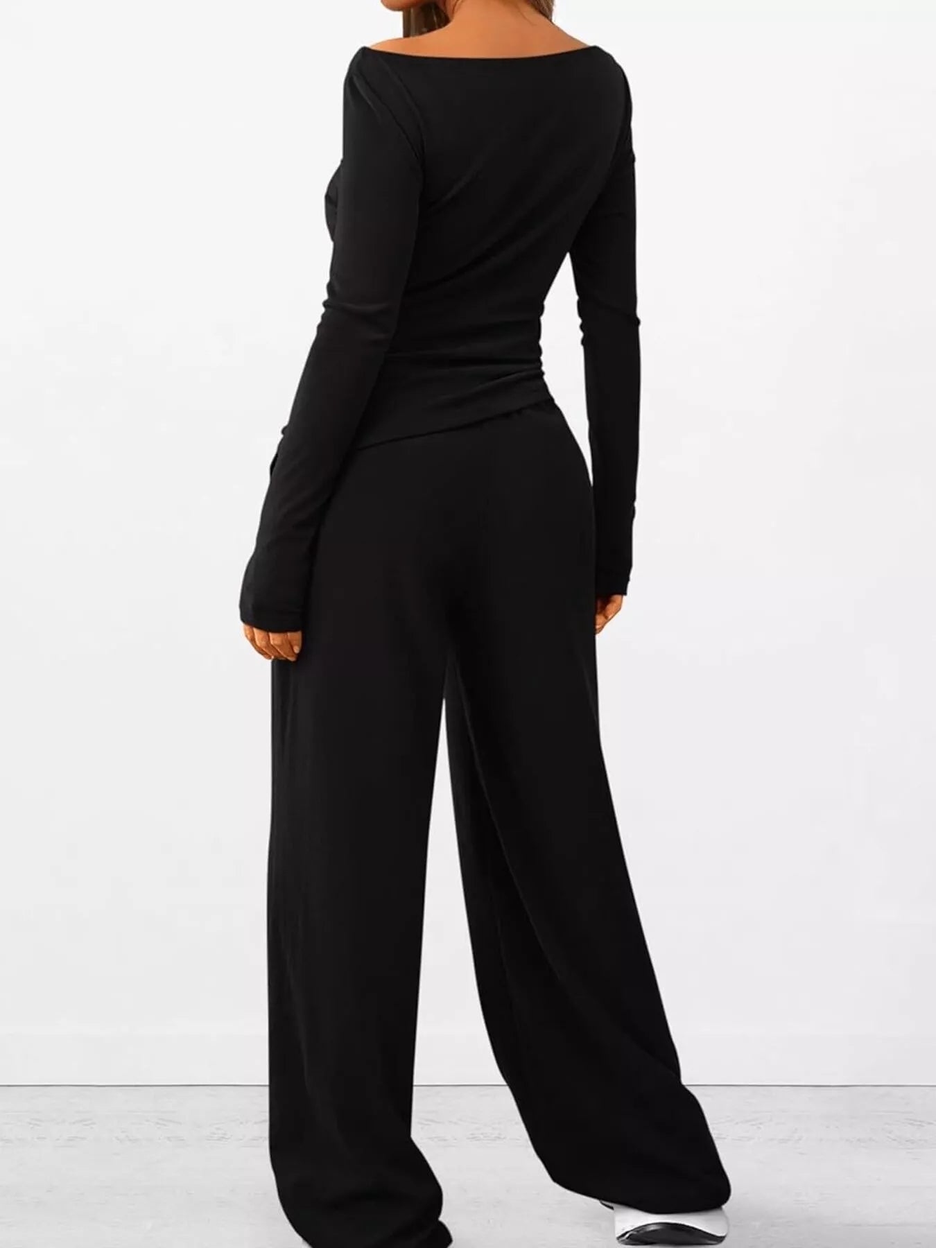 Long Sleeve Top and Wide Leg Pants Set - Flip Flop Dynasty