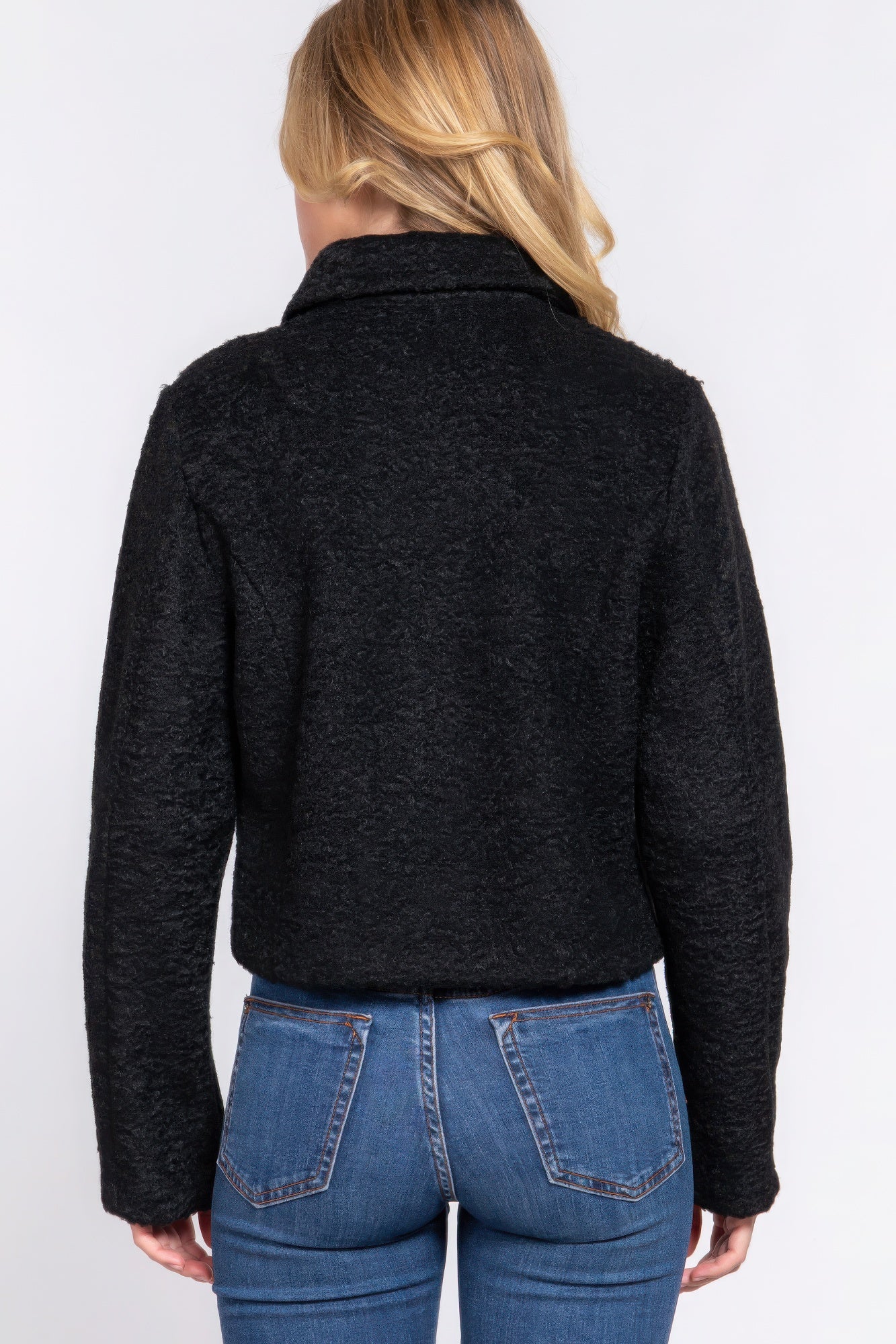 Long Slv Teddy Fleece Short Jacket - Flip Flop Dynasty
