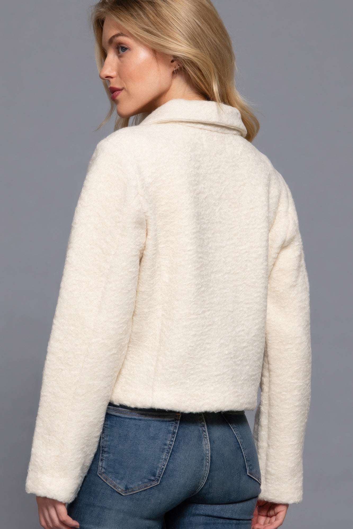 Long Slv Teddy Fleece Short Jacket - Flip Flop Dynasty