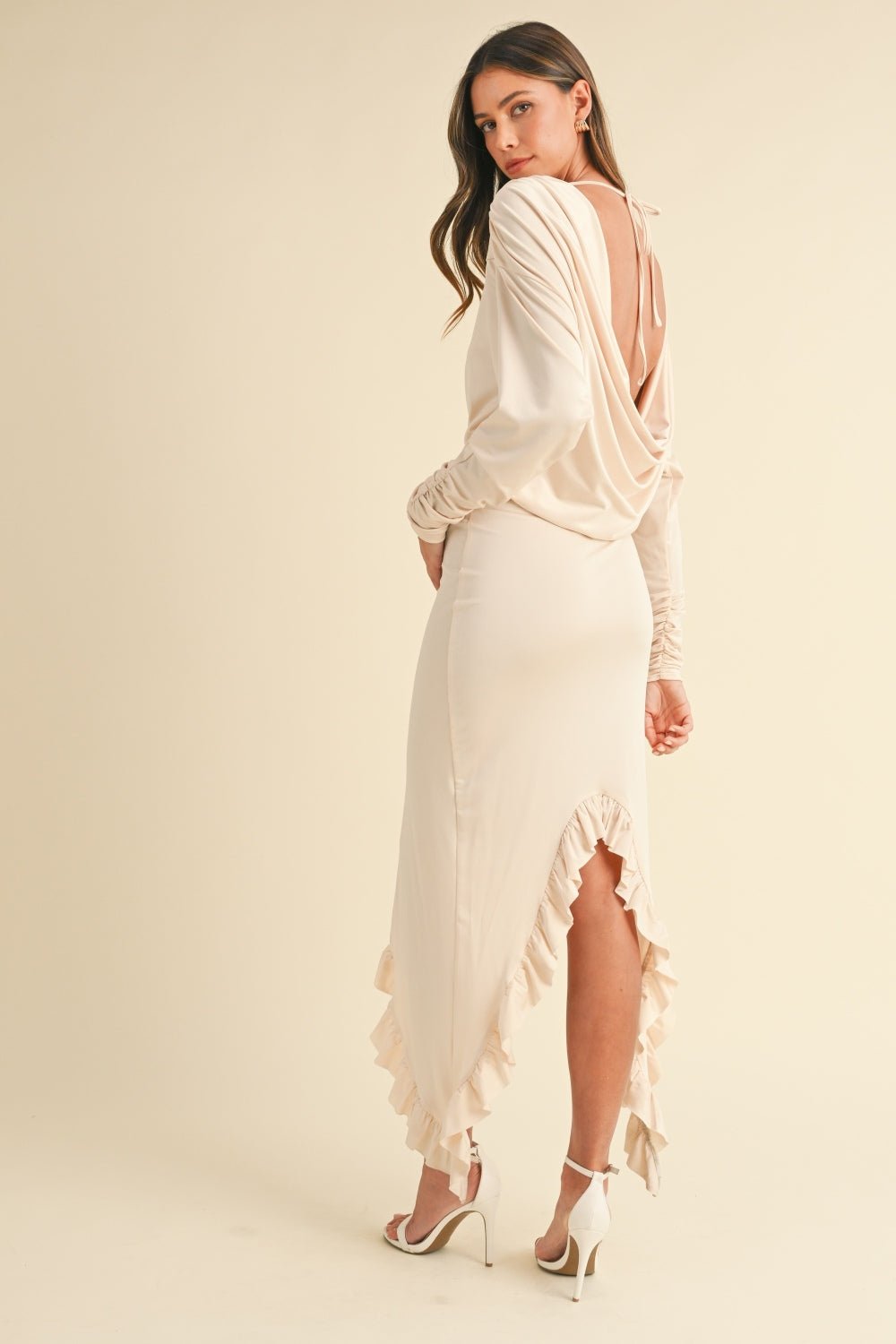 Mable Backless Asymmetric Ruffle Hem Dress - Flip Flop Dynasty