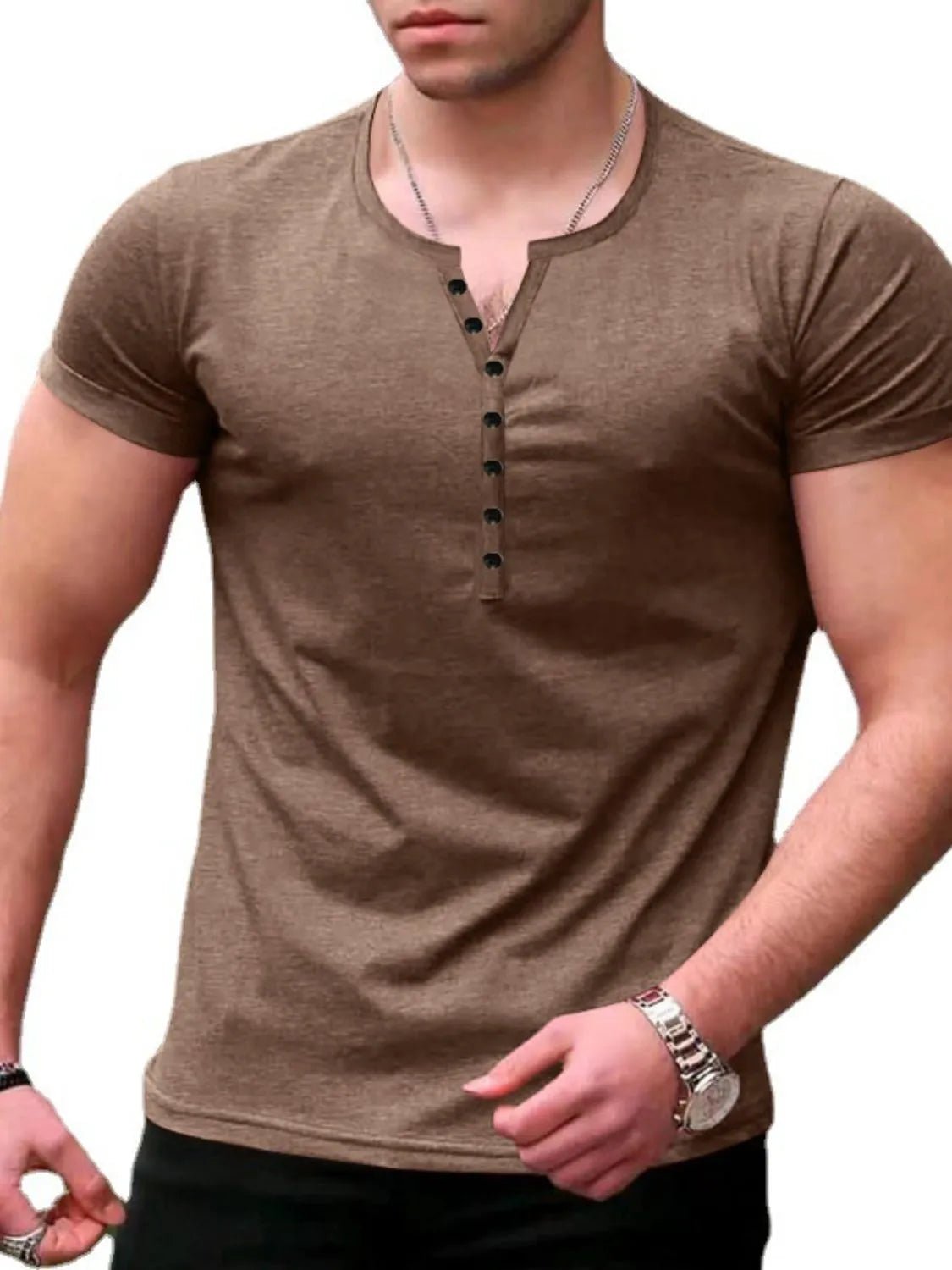 Men's Button Detail Short Sleeve Top - Flip Flop Dynasty