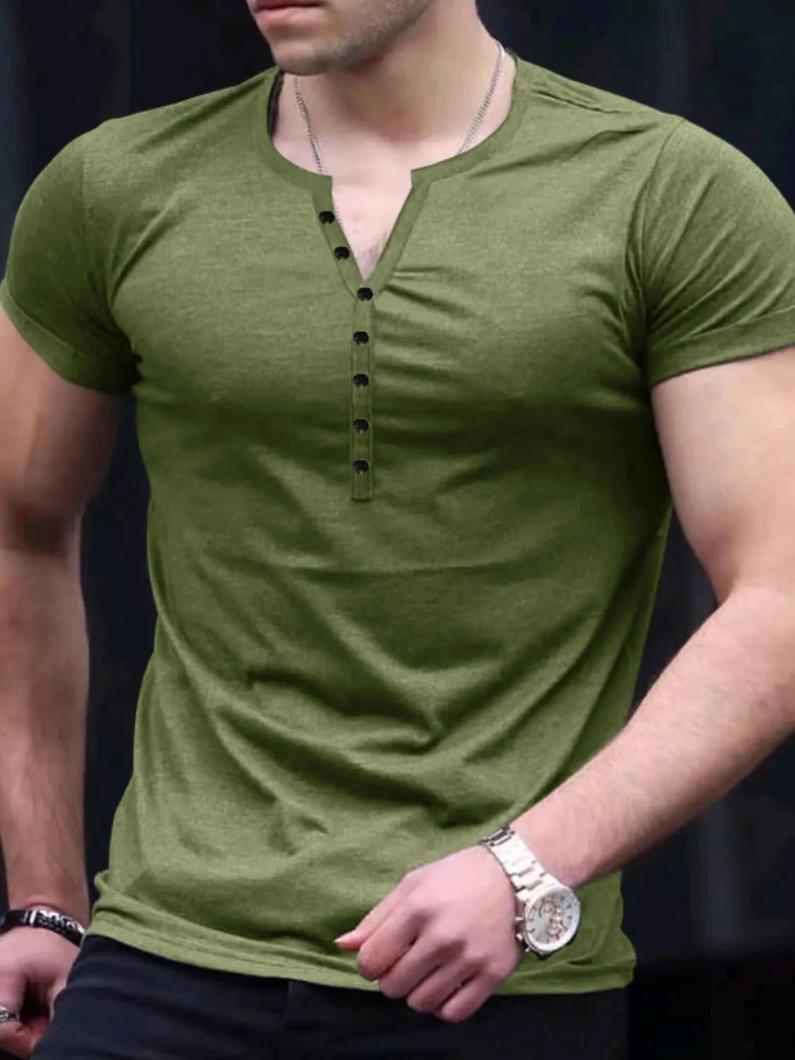 Men's Button Detail Short Sleeve Top - Flip Flop Dynasty