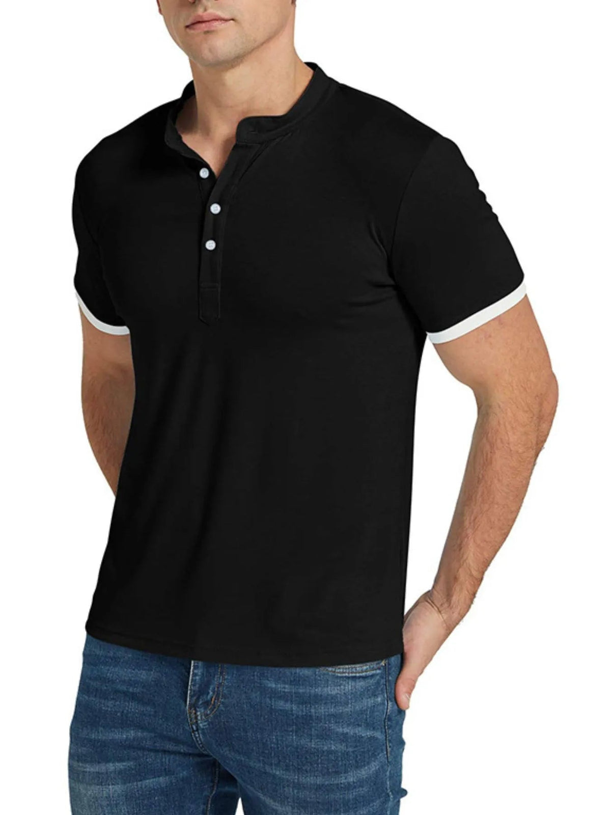 Men's Classic Contrast Trim Henley Top - Flip Flop Dynasty