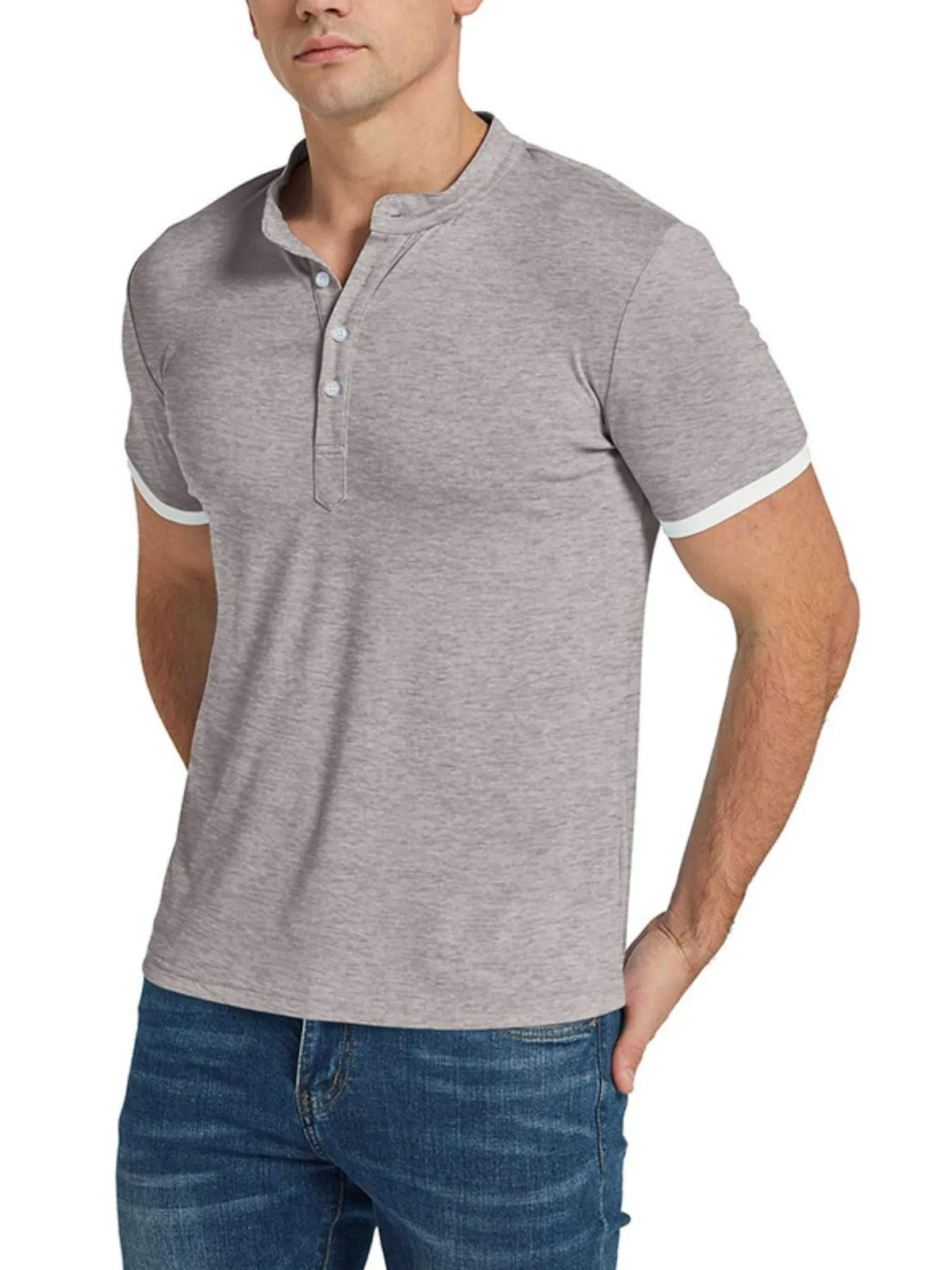 Men's Classic Contrast Trim Henley Top - Flip Flop Dynasty