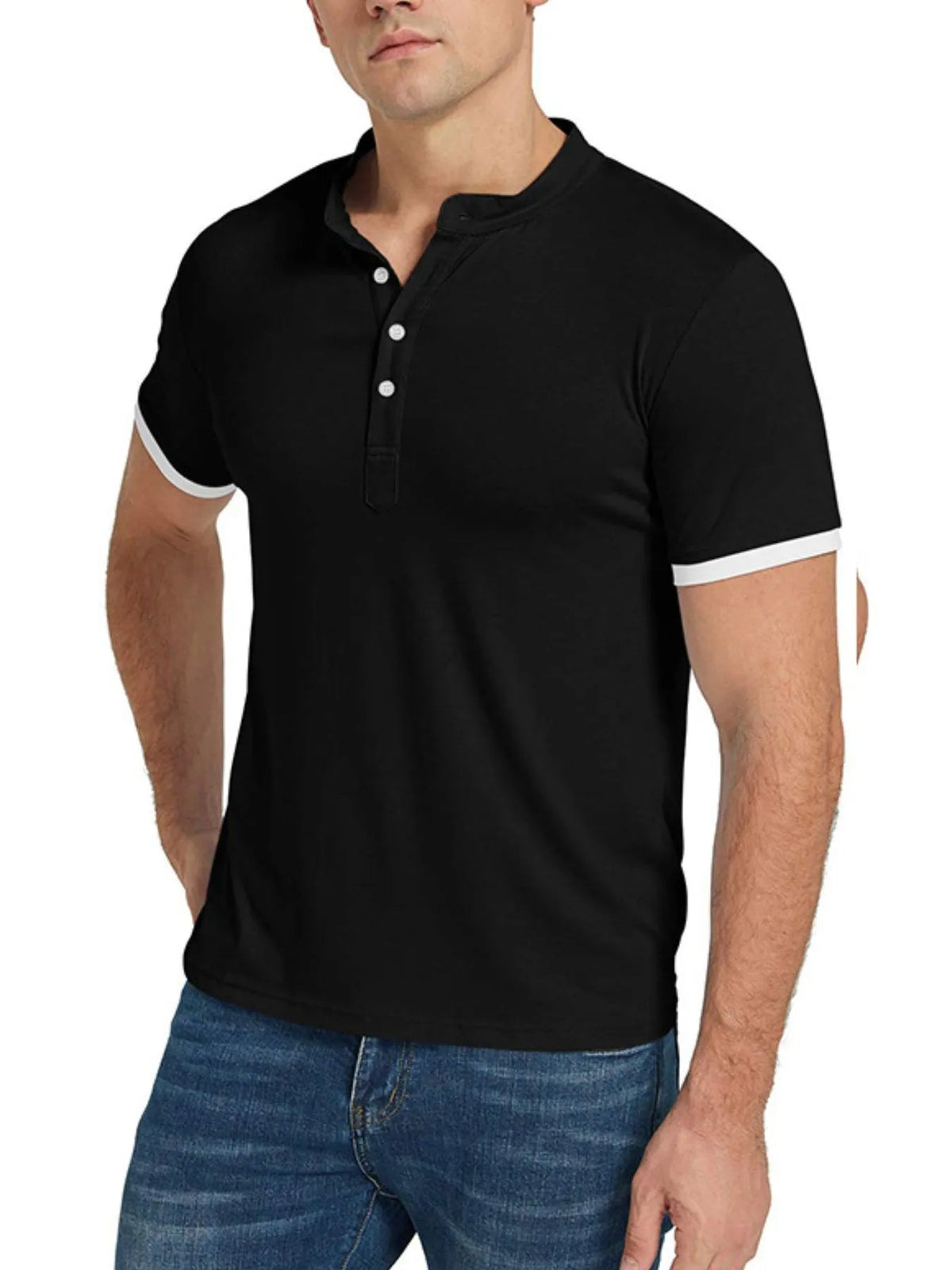 Men's Classic Contrast Trim Henley Top - Flip Flop Dynasty