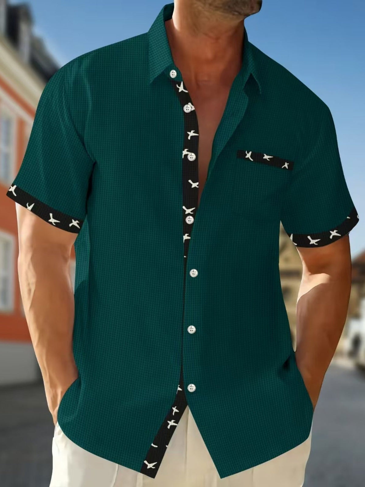 Men's Full Size Casual Button Up Short Sleeve Shirt Plus Size - Flip Flop Dynasty