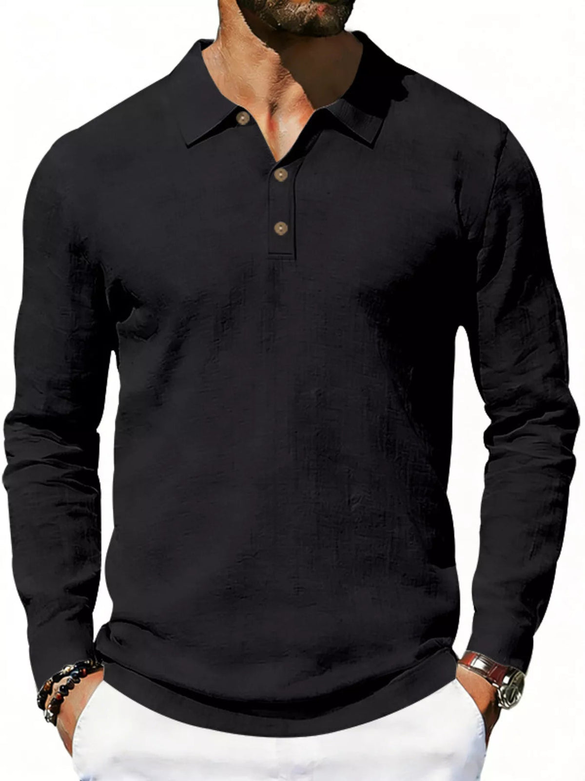 Men's Full Size Classic Long Sleeve Polo Plus Size - Flip Flop Dynasty