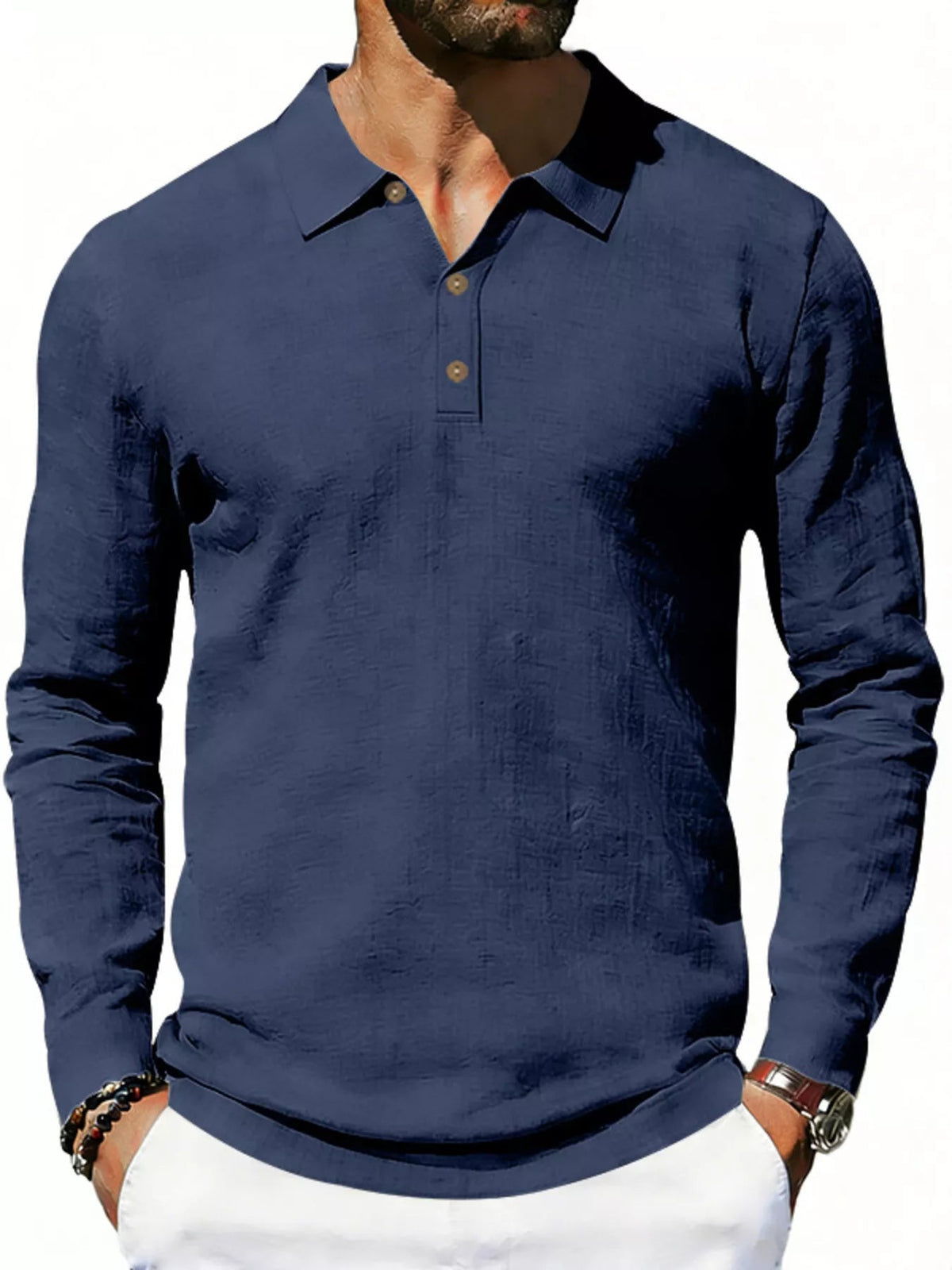 Men's Full Size Classic Long Sleeve Polo Plus Size - Flip Flop Dynasty