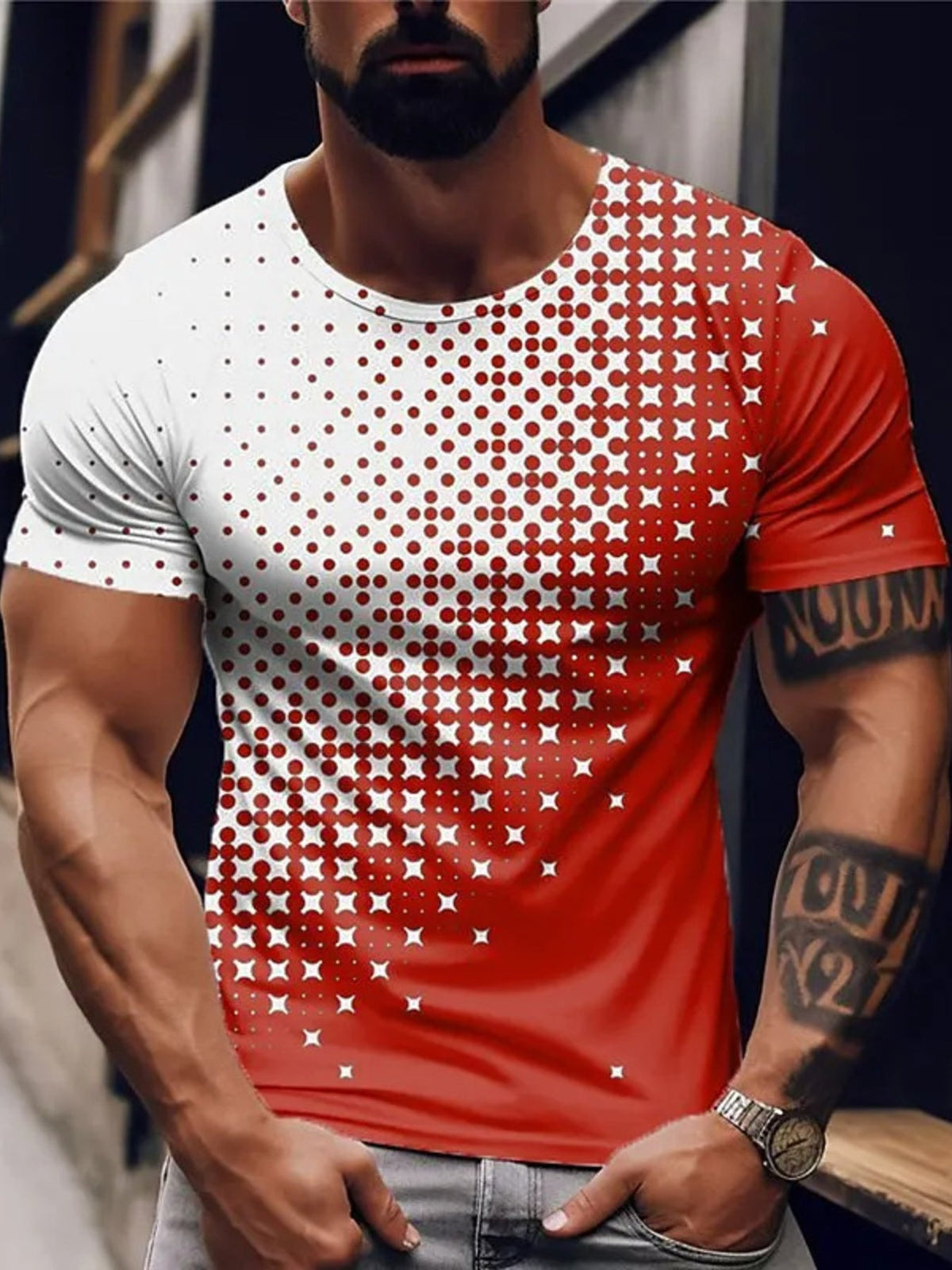 Men's Full Size Gradient Dot Print T-Shirt Plus Size - Flip Flop Dynasty