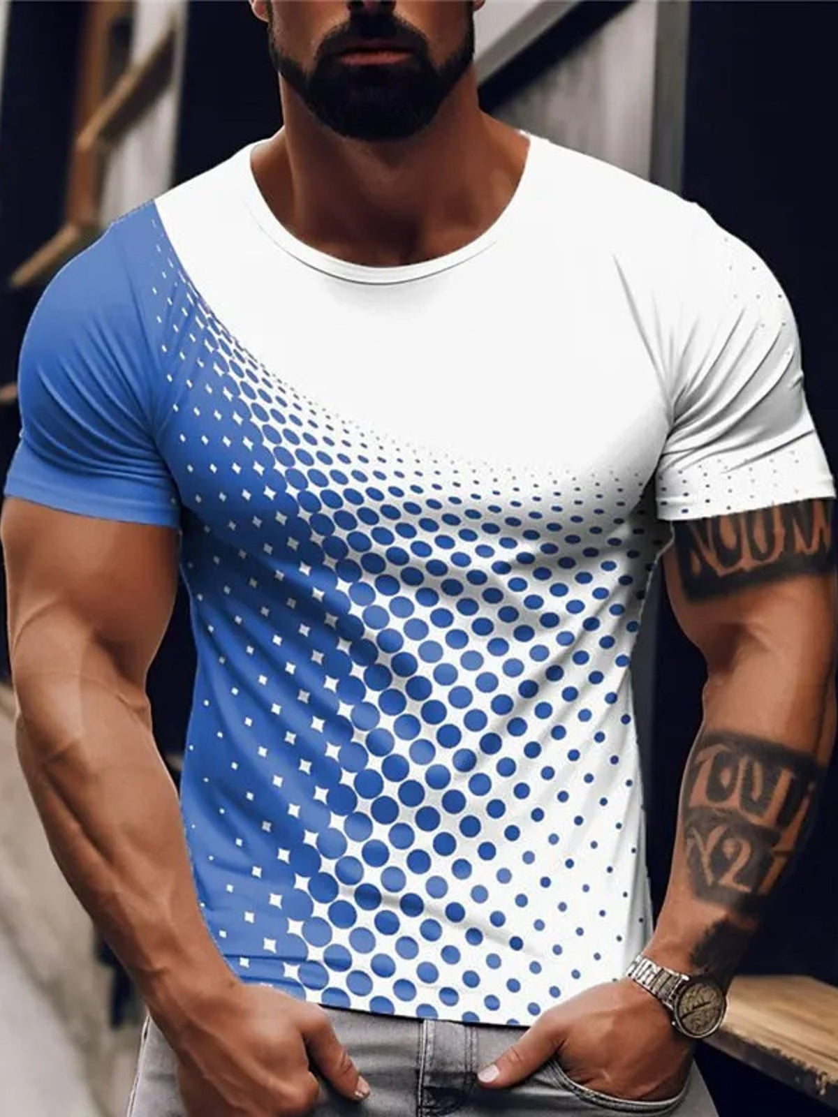 Men's Full Size Gradient Dot Print T-Shirt Plus Size - Flip Flop Dynasty
