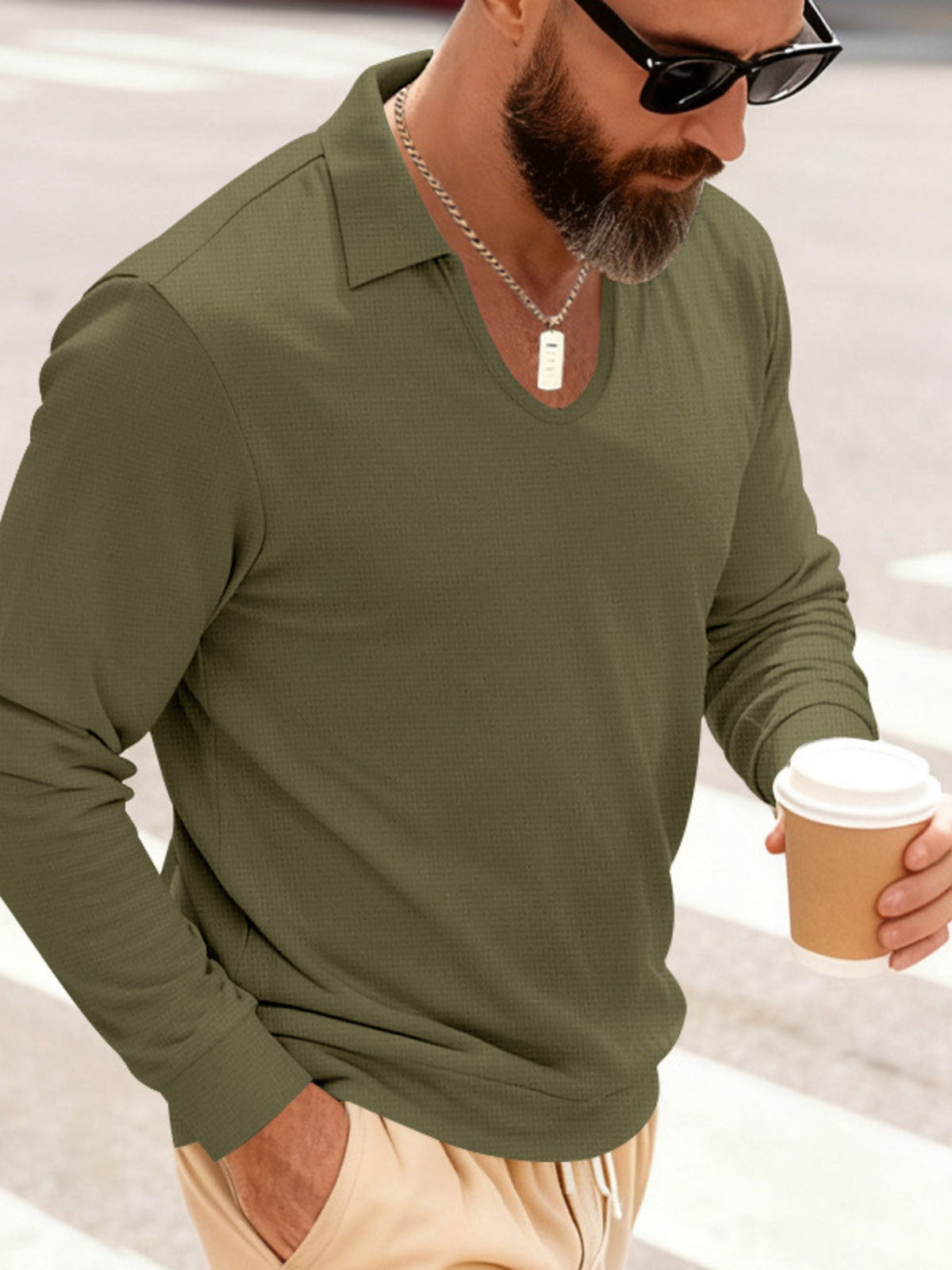 Men's Full Size Slim Fit Long Sleeve Polo Plus Size - Flip Flop Dynasty
