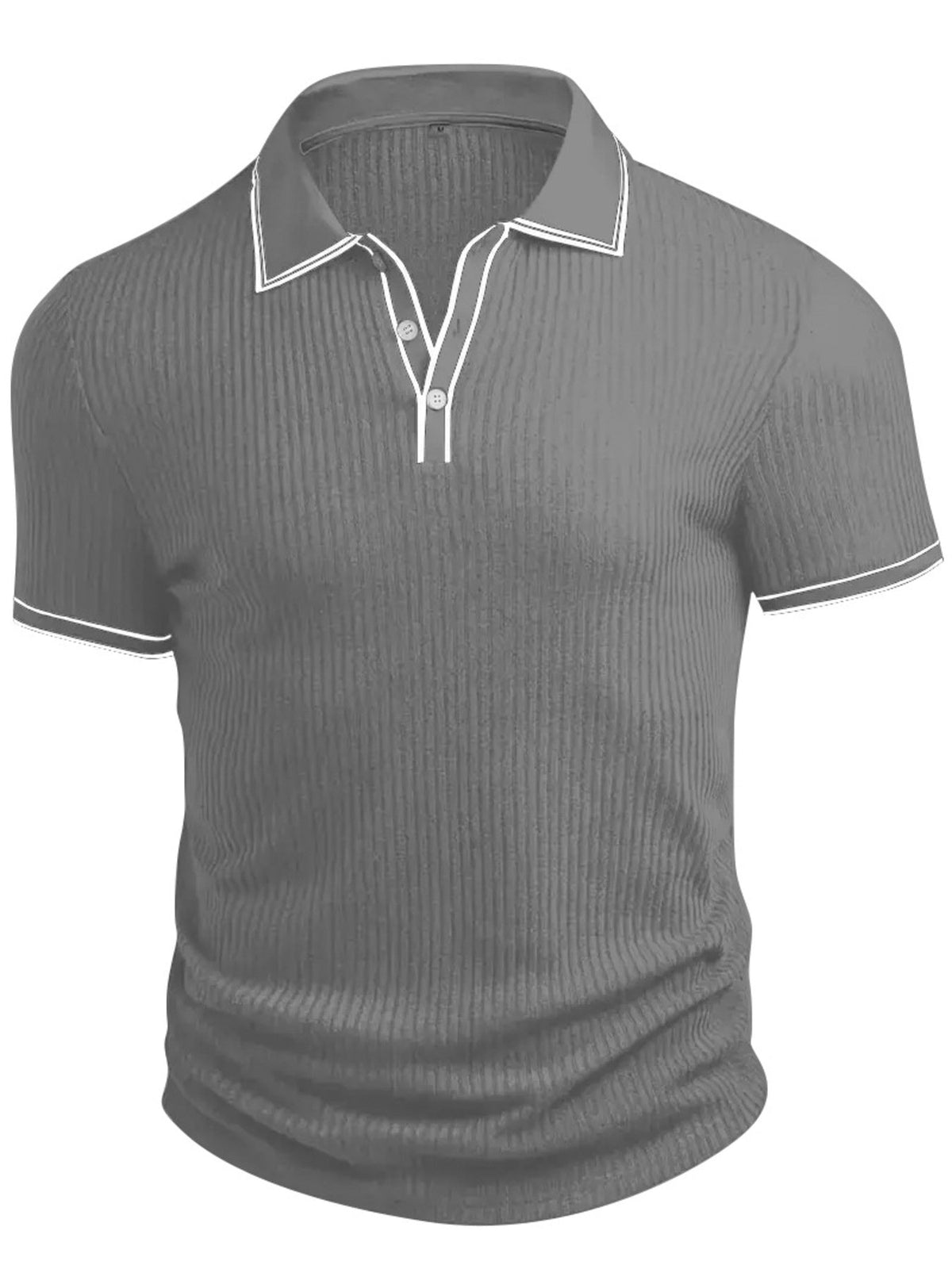 Men‘s Full Size Slim Fit Ribbed Knit Polo Plus Size - Flip Flop Dynasty
