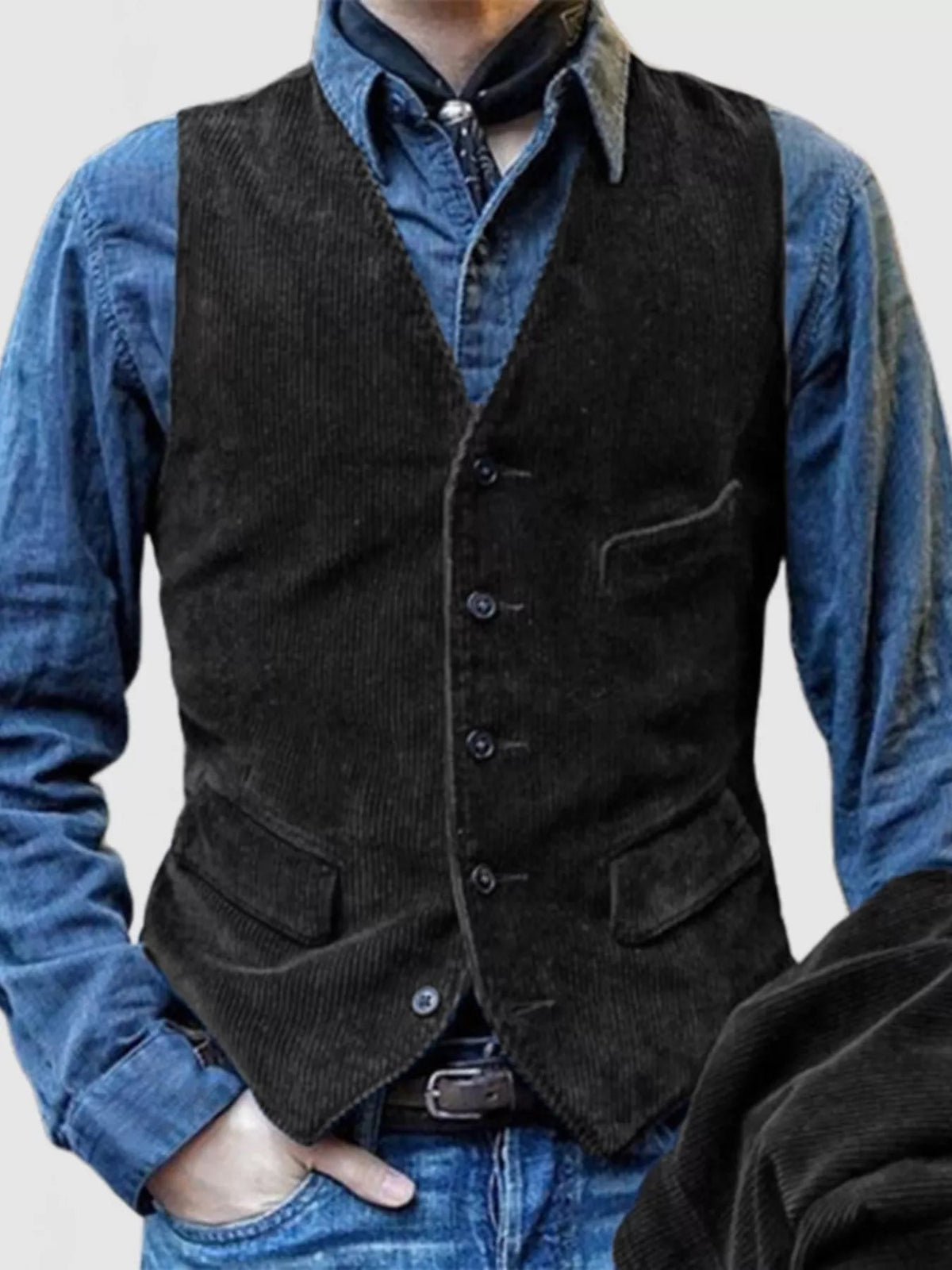 Men's Full Size Vintage Corduroy Button Up Vest Plus Size - Flip Flop Dynasty
