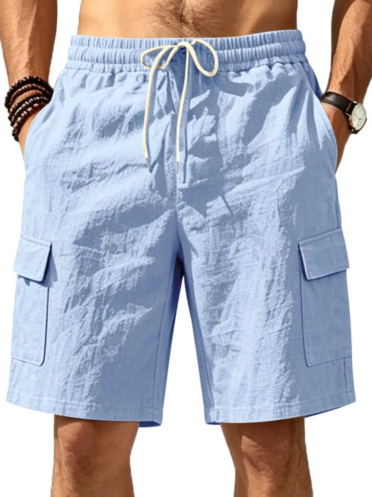 Men's Plus Size Casual Cargo Shorts with Drawstring Waist - Flip Flop Dynasty