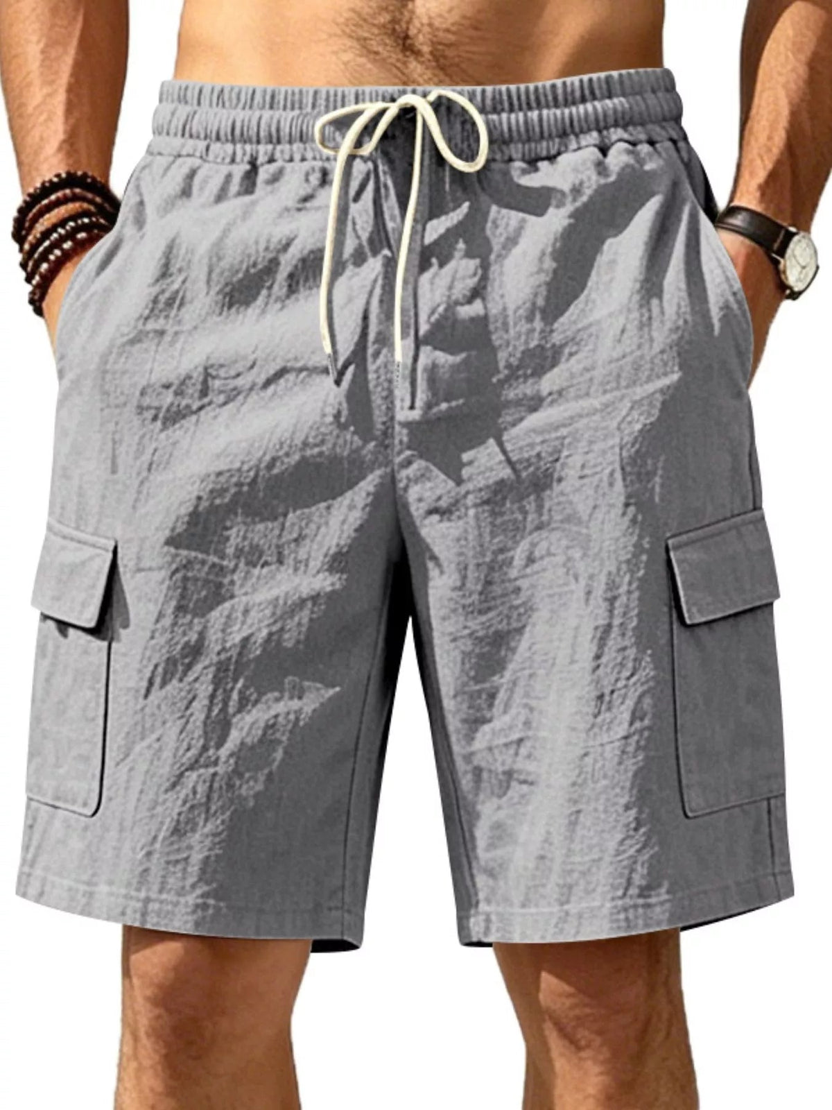 Men's Plus Size Casual Cargo Shorts with Drawstring Waist - Flip Flop Dynasty