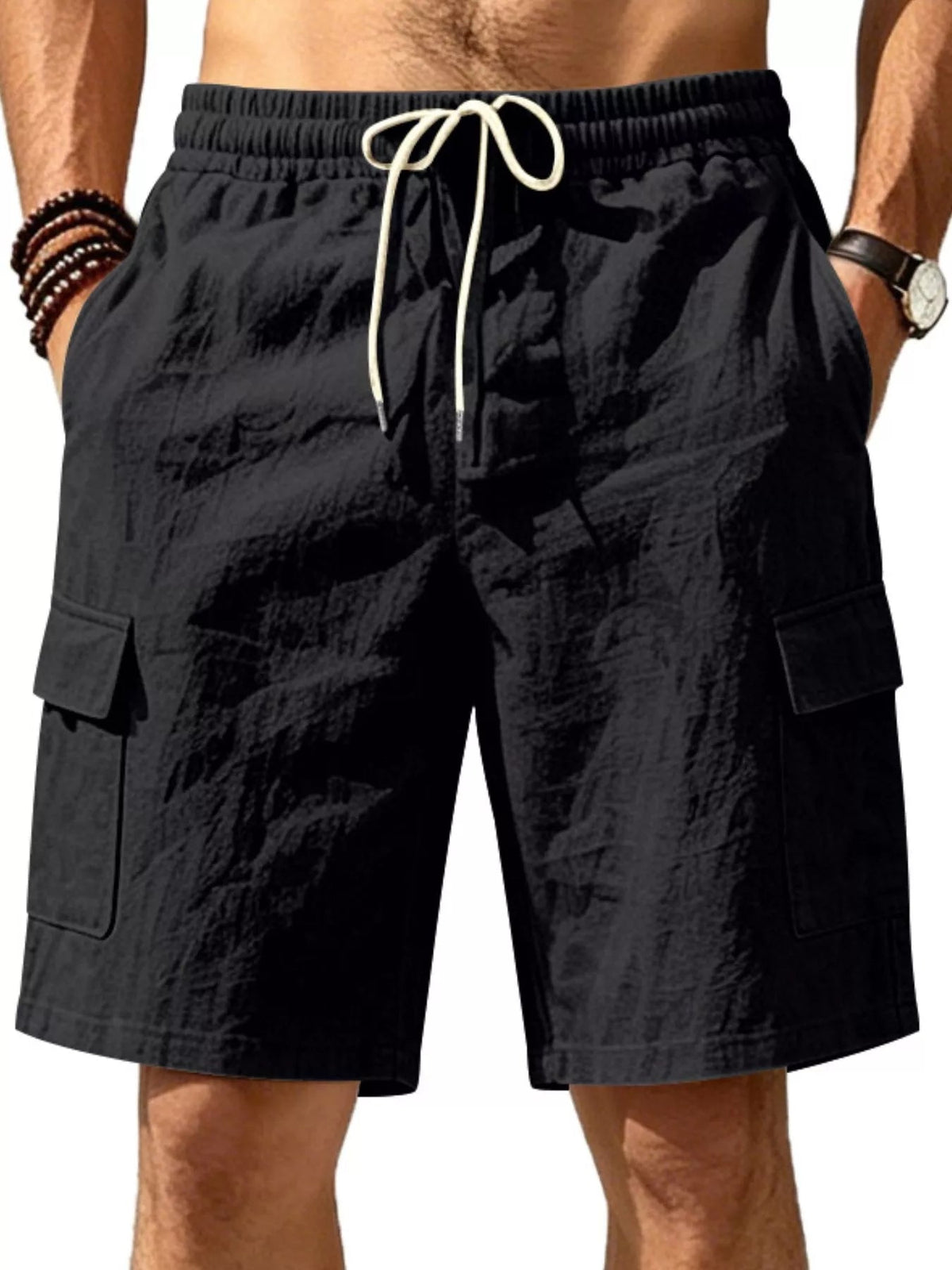 Men's Plus Size Casual Cargo Shorts with Drawstring Waist - Flip Flop Dynasty