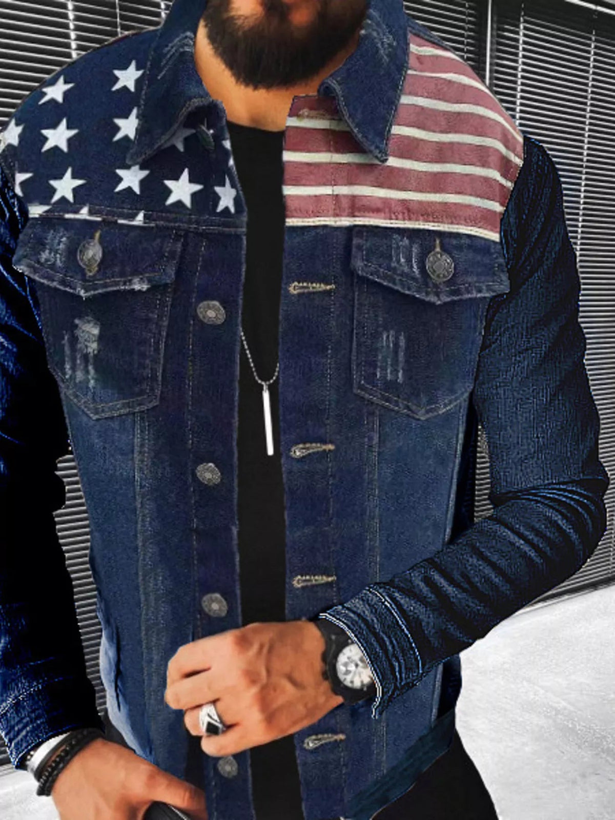 Men's Plus Size Distressed Button Up Denim Jacket - Flip Flop Dynasty