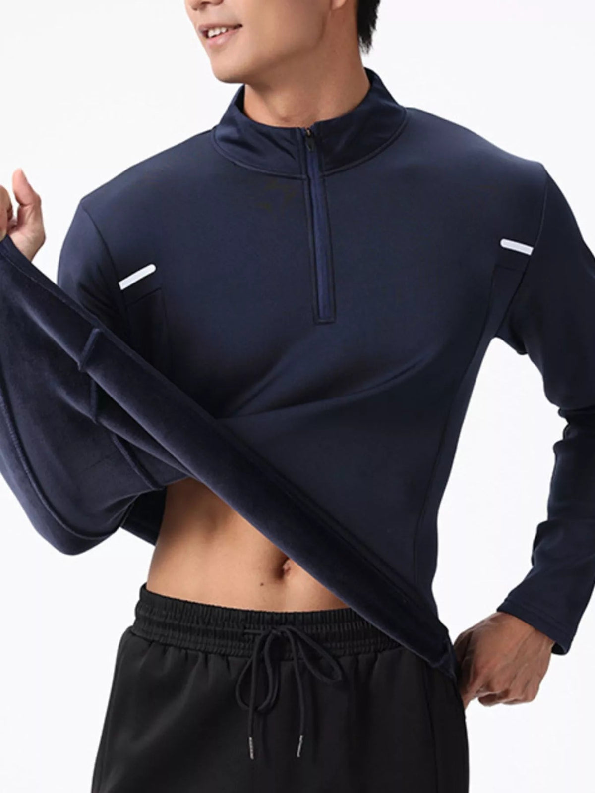 Men's Plus Size Half-Zip Long Sleeve Top - Flip Flop Dynasty