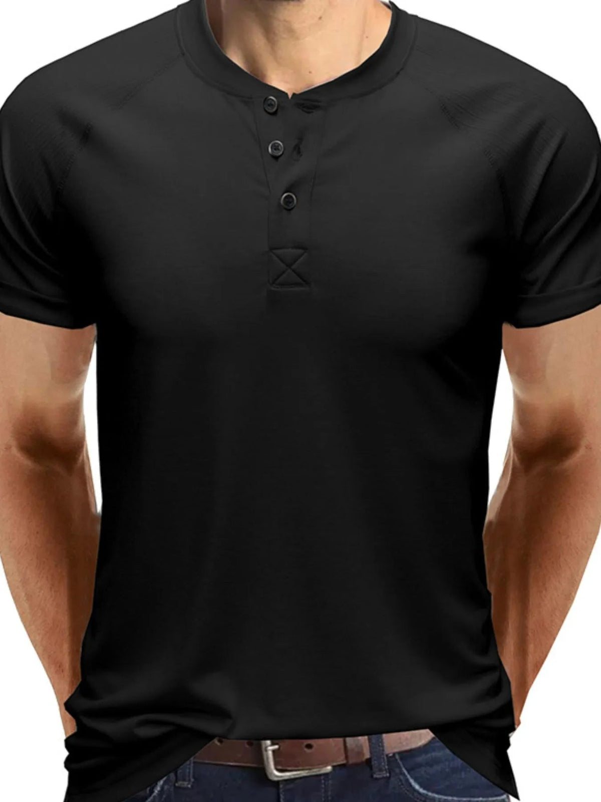 Men's Short Sleeve Henley Button Top - Flip Flop Dynasty