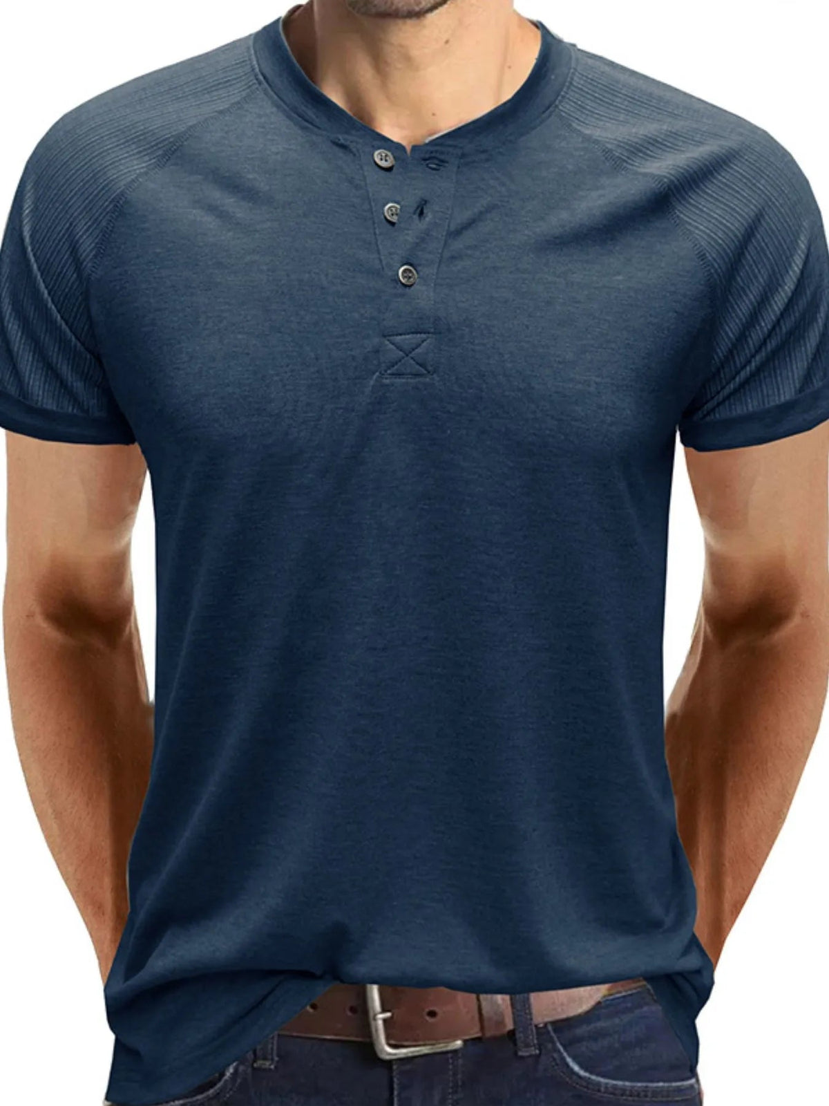 Men's Short Sleeve Henley Button Top - Flip Flop Dynasty