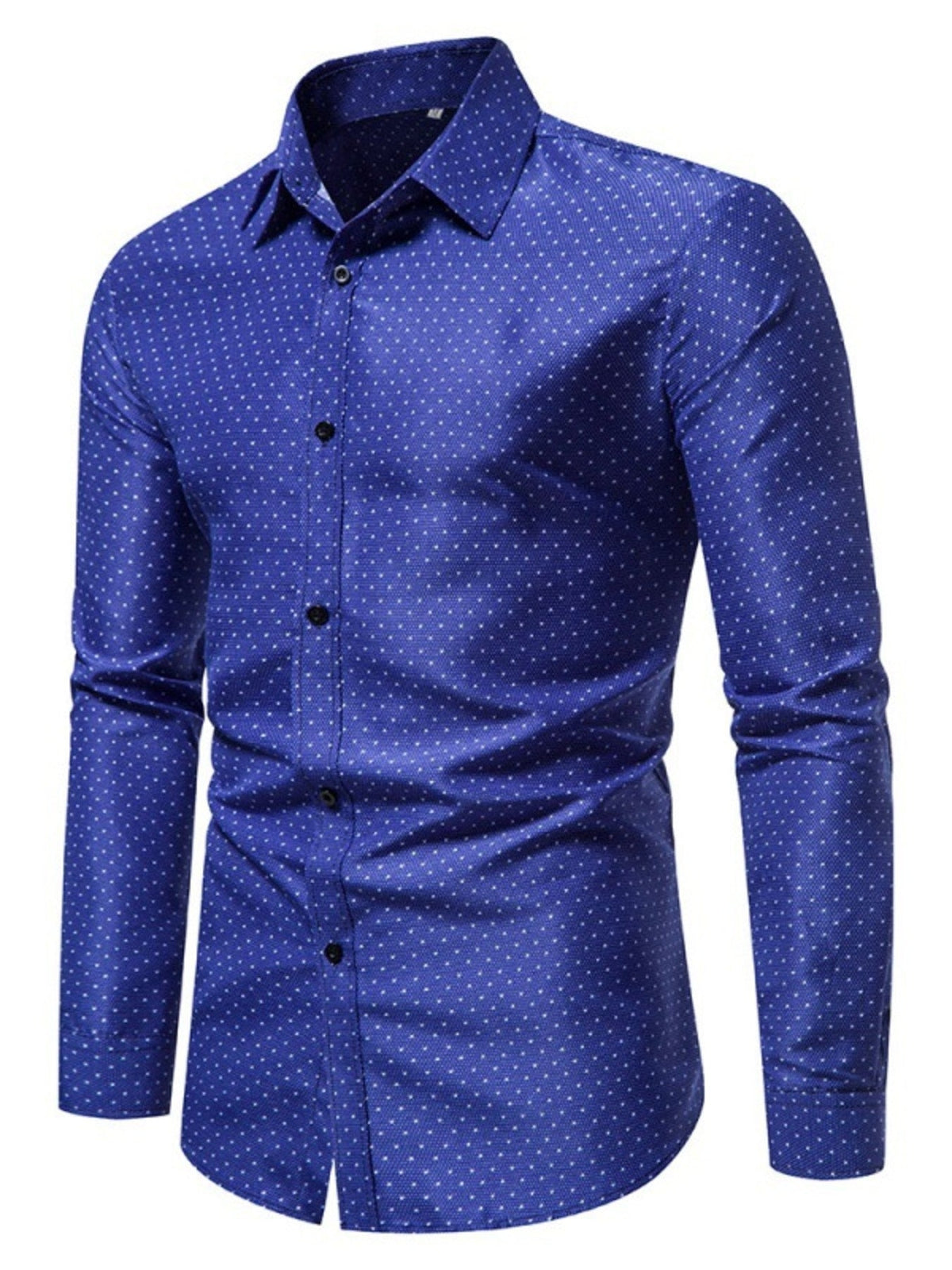 Men's Slim Fit Dotted Pattern Long Sleeve Shirt - Flip Flop Dynasty
