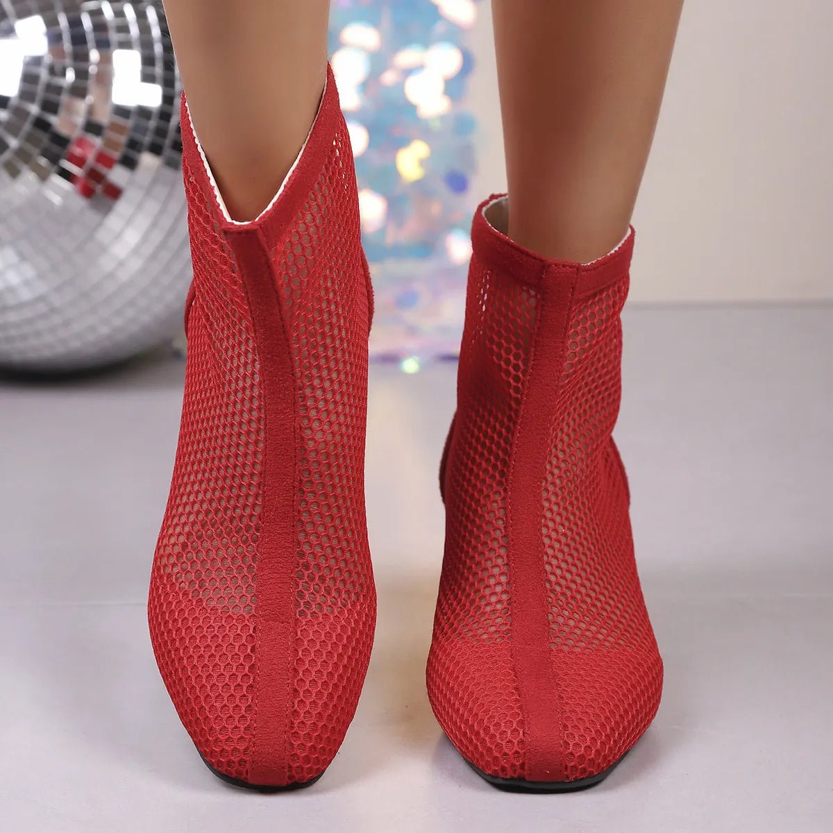 Mesh Block Heel Boots - Flip Flop Dynasty