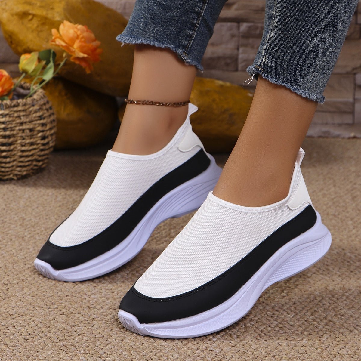 Mesh Contrast Flat Slip - Ons - Flip Flop Dynasty