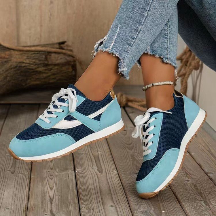 Mesh Contrast Round Toe Sneakers - Flip Flop Dynasty