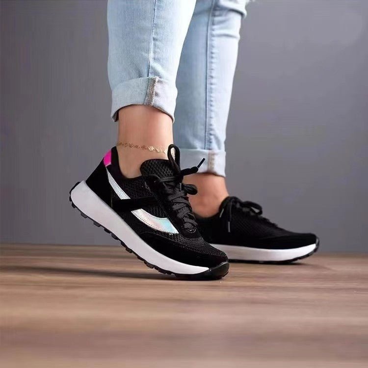 Mesh Contrast Round Toe Sneakers - Flip Flop Dynasty