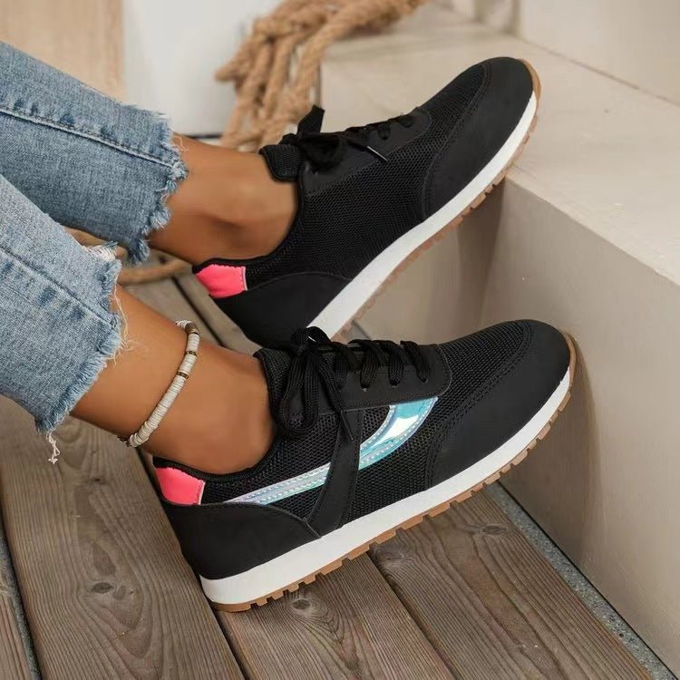 Mesh Contrast Round Toe Sneakers - Flip Flop Dynasty